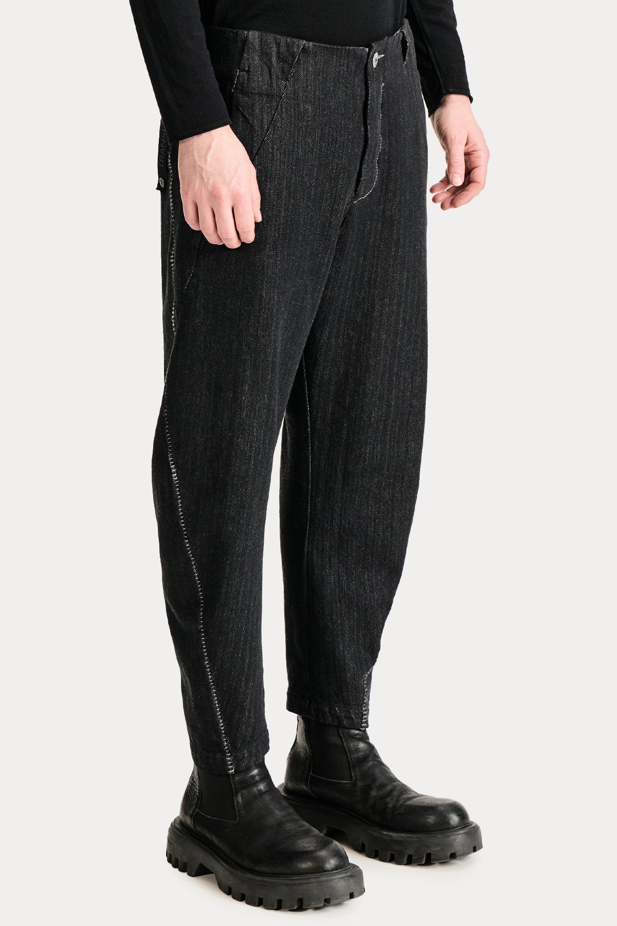 Transit Baggy Fit Yandan Cepli Yün Pantolon