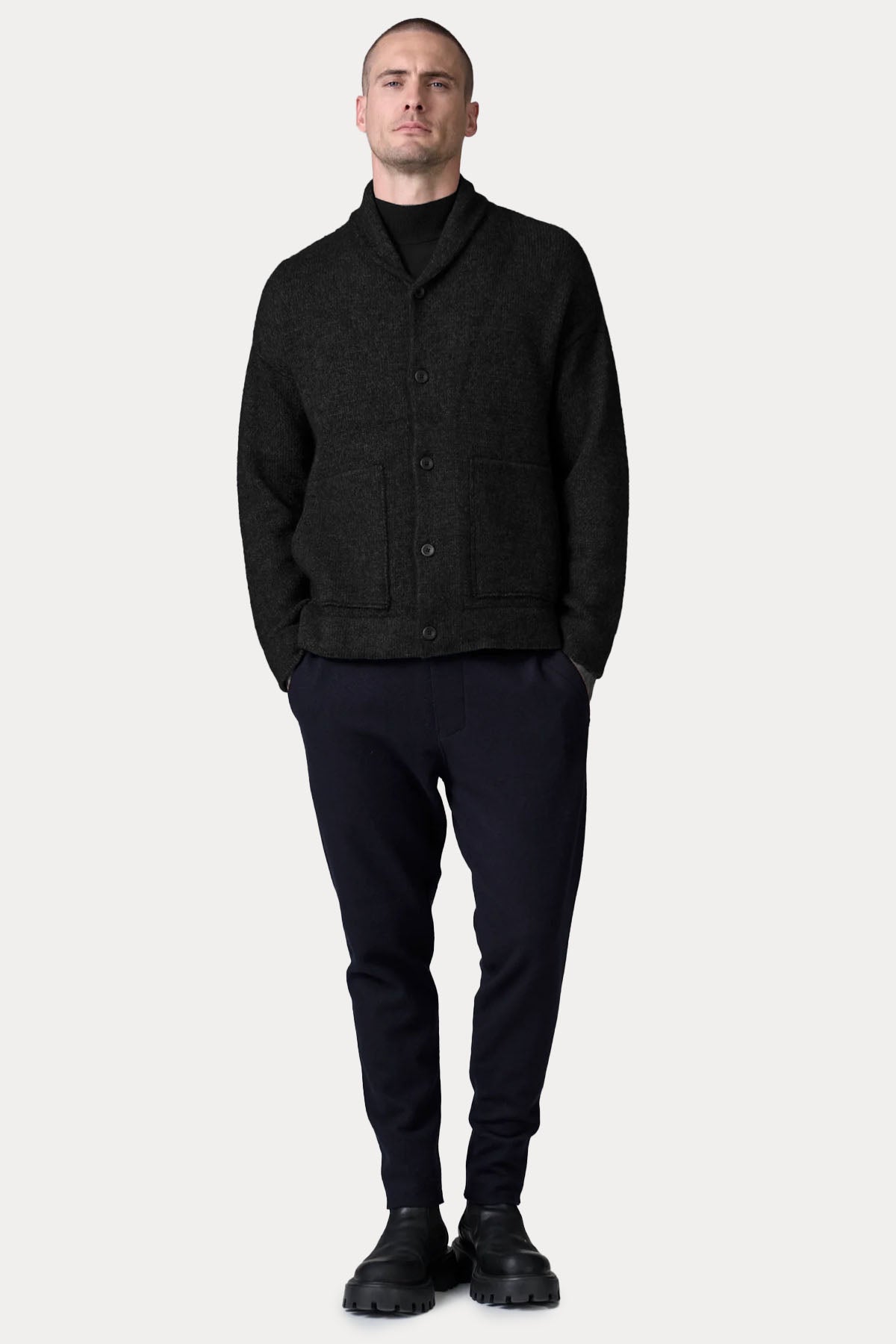 Transit Regular Fit Şal Yaka Örgü Yün Triko Ceket