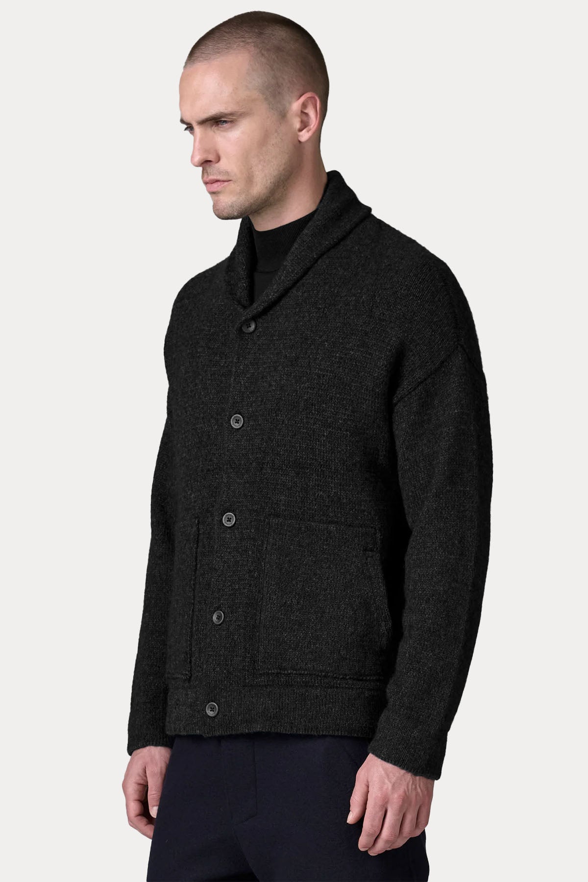 Transit Regular Fit Şal Yaka Örgü Yün Triko Ceket