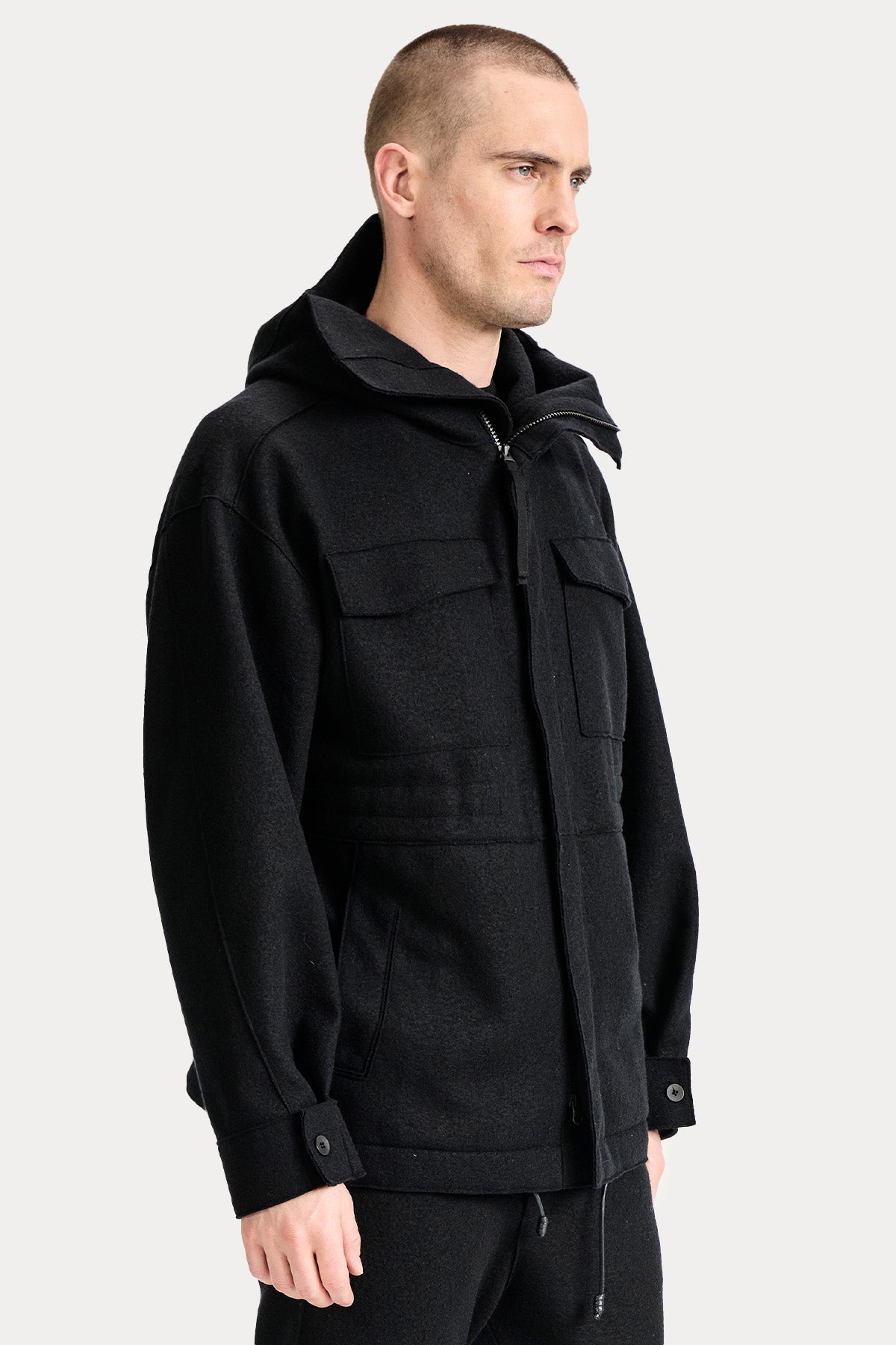 Transit Relaxed Fit Kapüşonlu Yün Ceket