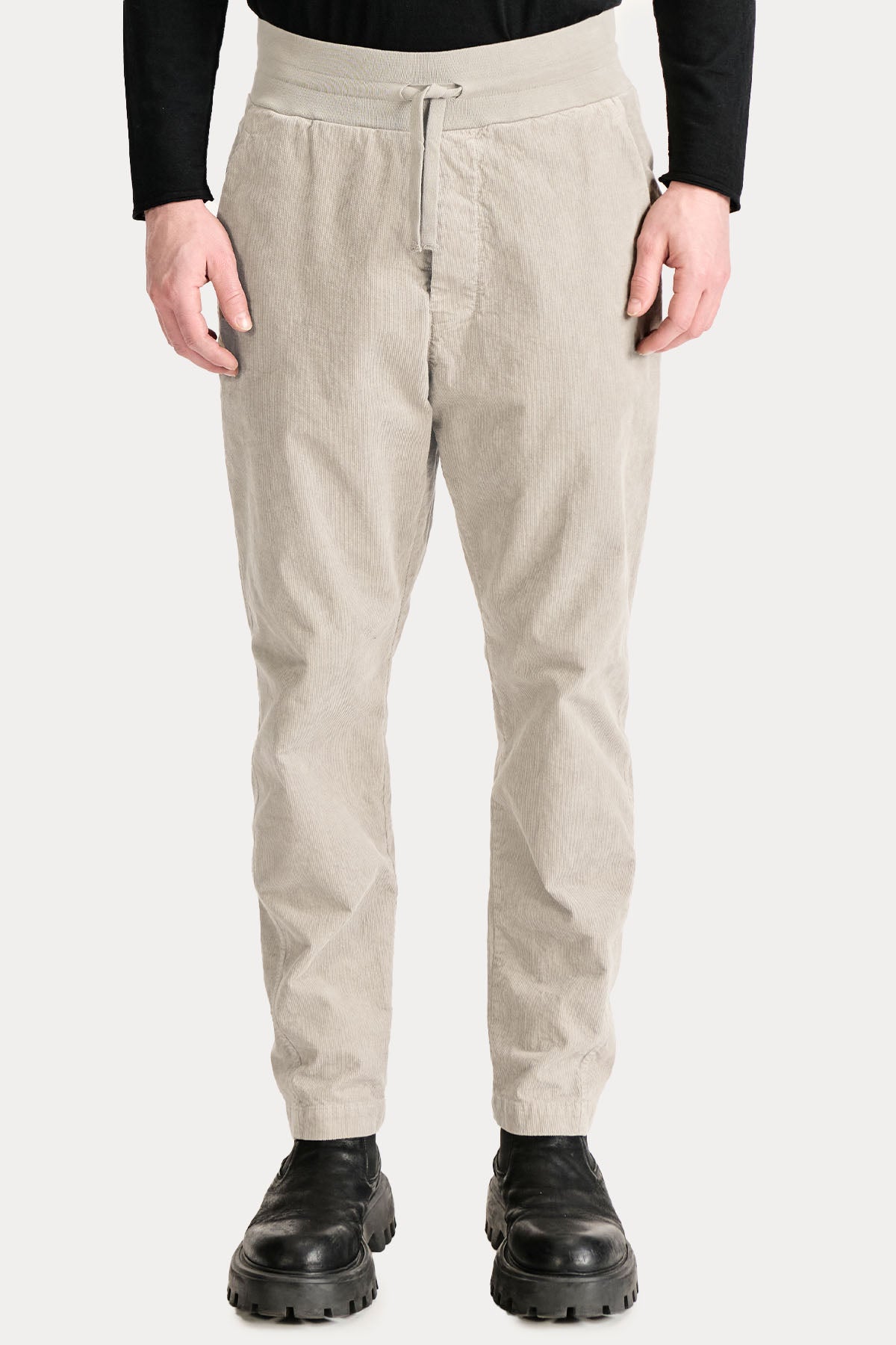 Transit Relaxed Fit Beli Lastikli Yandan Cepli Kadife Pantolon