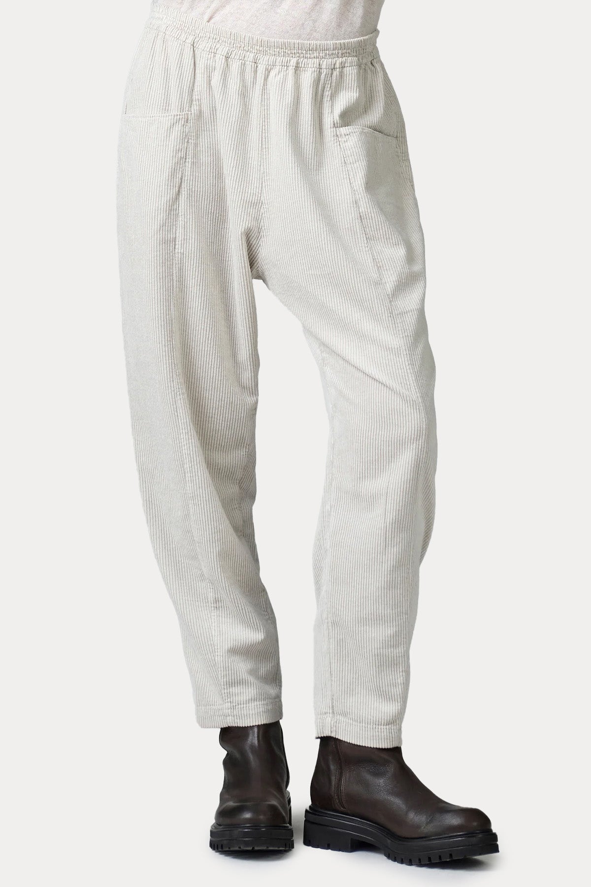 Transit Relaxed Fit Beli Lastikli Fitilli Kadife Pantolon