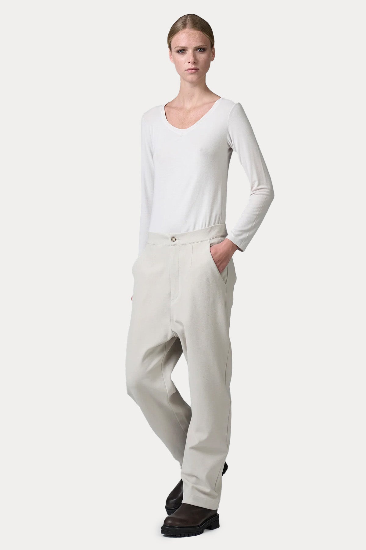 Transit Relaxed Fit Yüksek Bel Yandan Cepli Pantolon