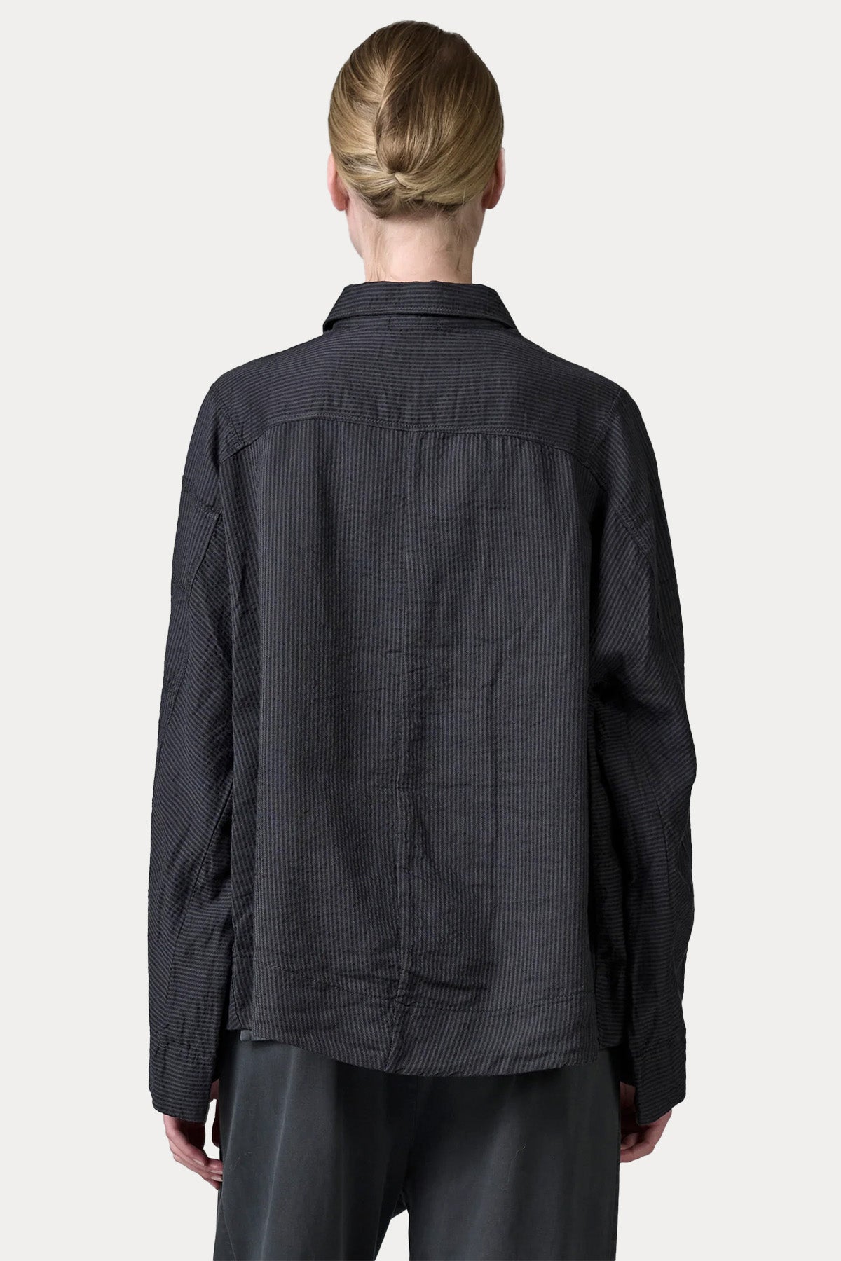 Transit Geniş Kesim Mikro Desenli Keten Gömlek