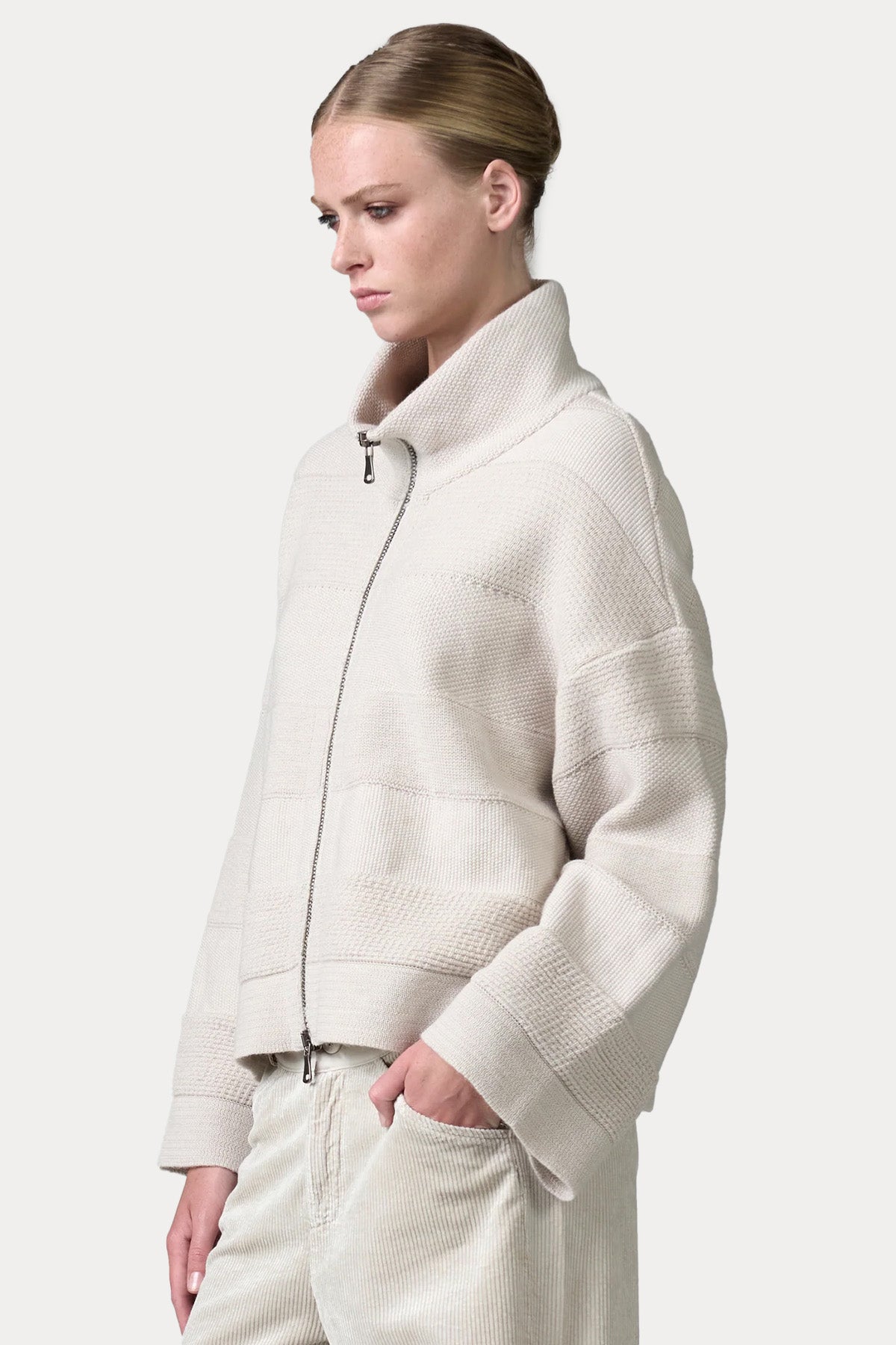 Transit Relaxed Fit Dik Yakalı Örgü Yün Ceket