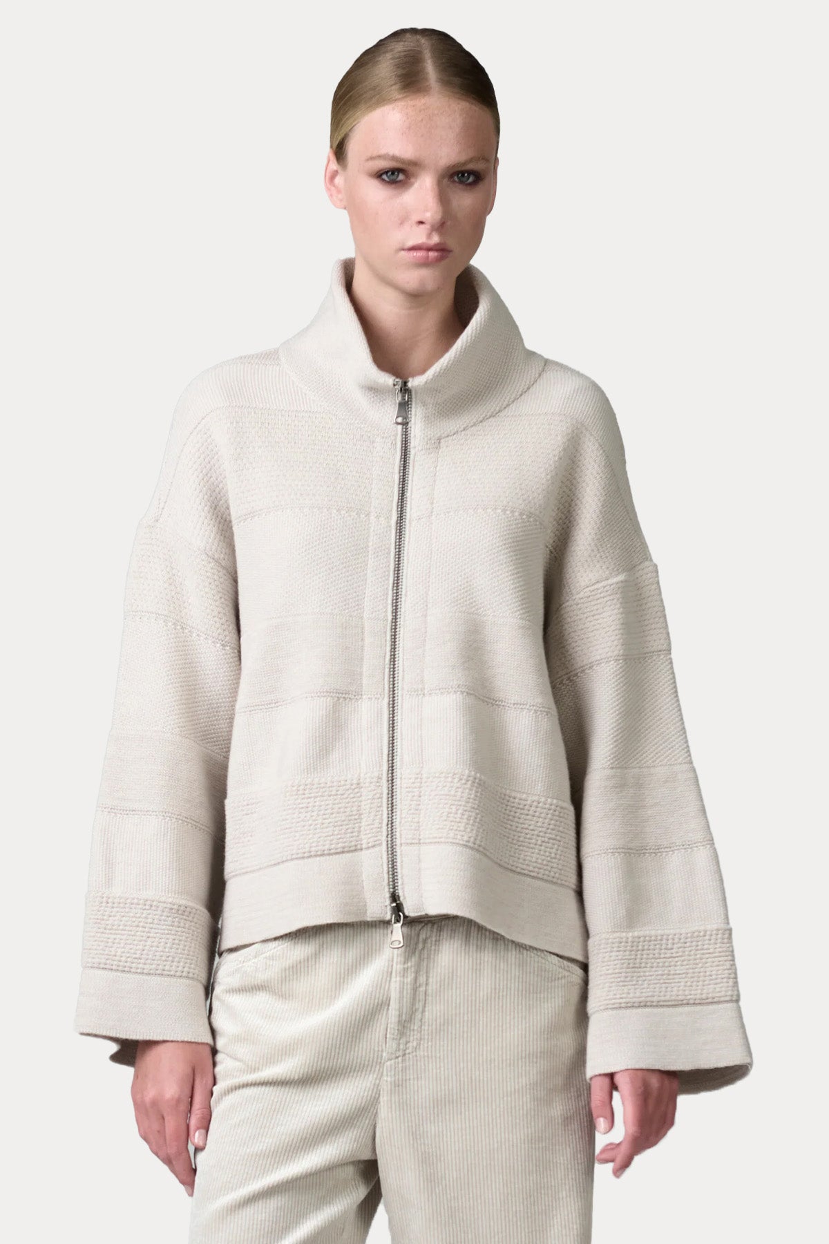 Transit Relaxed Fit Dik Yakalı Örgü Yün Ceket