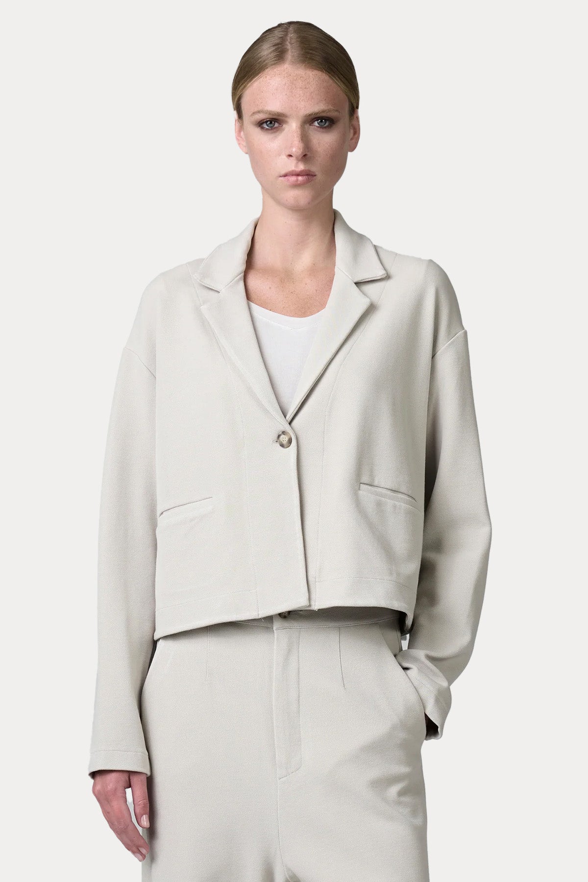 Transit Geniş Kesim Crop Streç Blazer Ceket