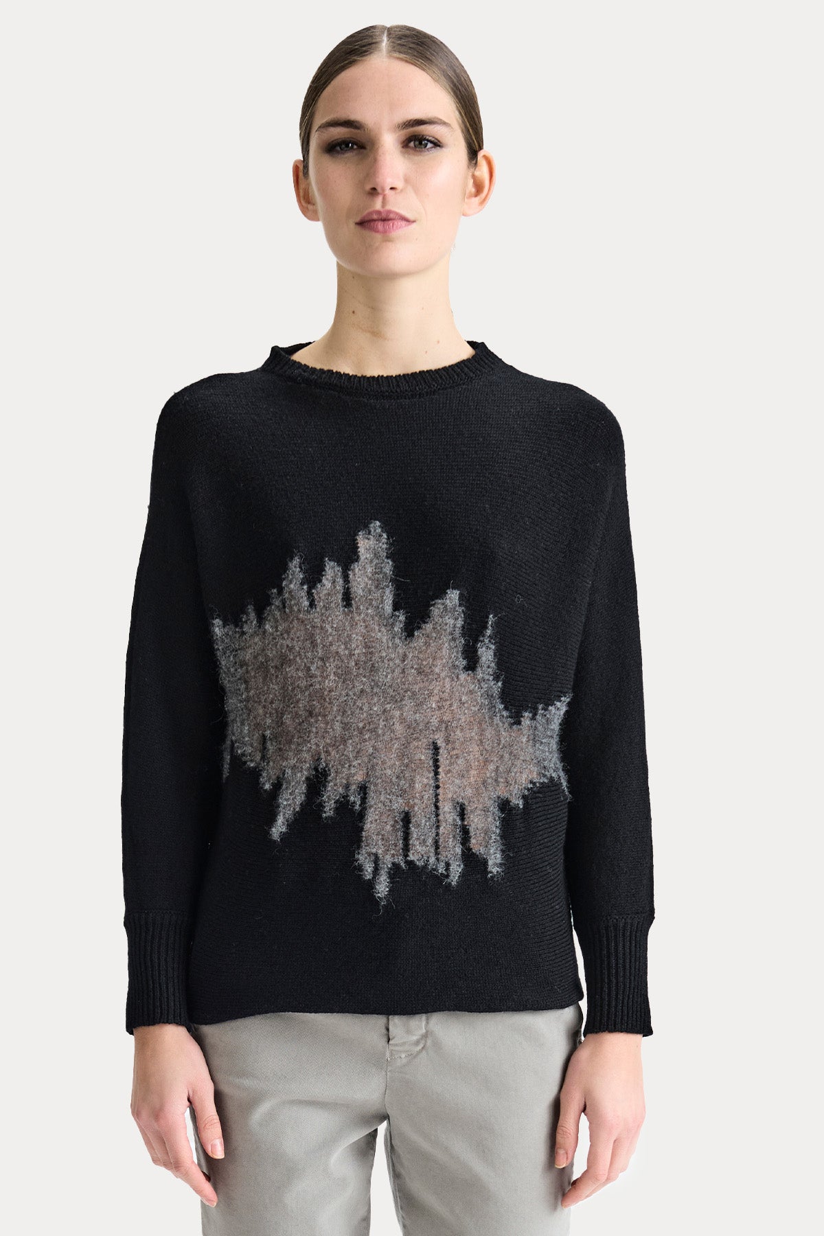 Transit Comfort Fit Geniş Yuvarlak Yaka Örgü Yün Triko