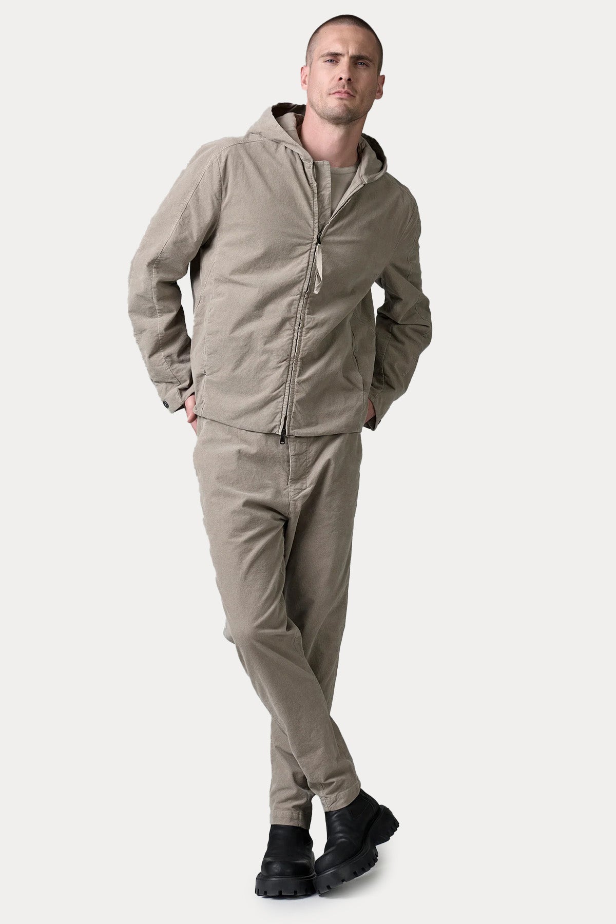 Transit Regular Fit Kapüşonlu Kadife Ceket