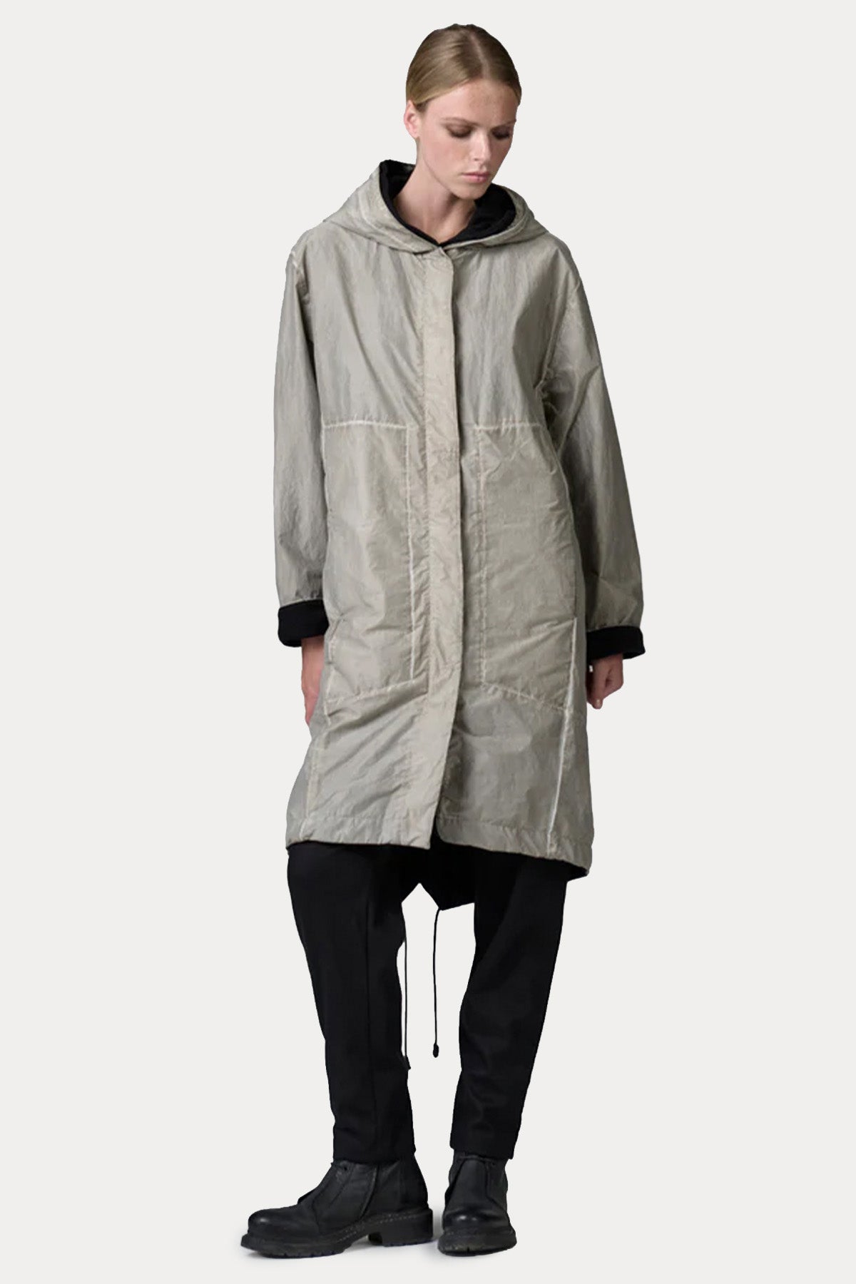 Transit Relaxed Fit Kapüşonlu İçi Yün Trençkot