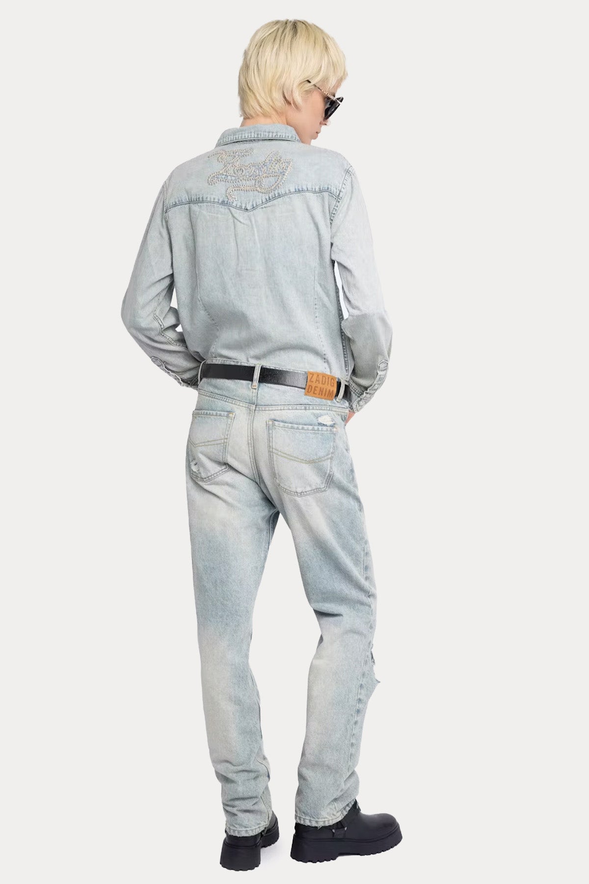 Zadig & Voltaire Regular Fit Sırtta Trok Logolu Denim Gömlek