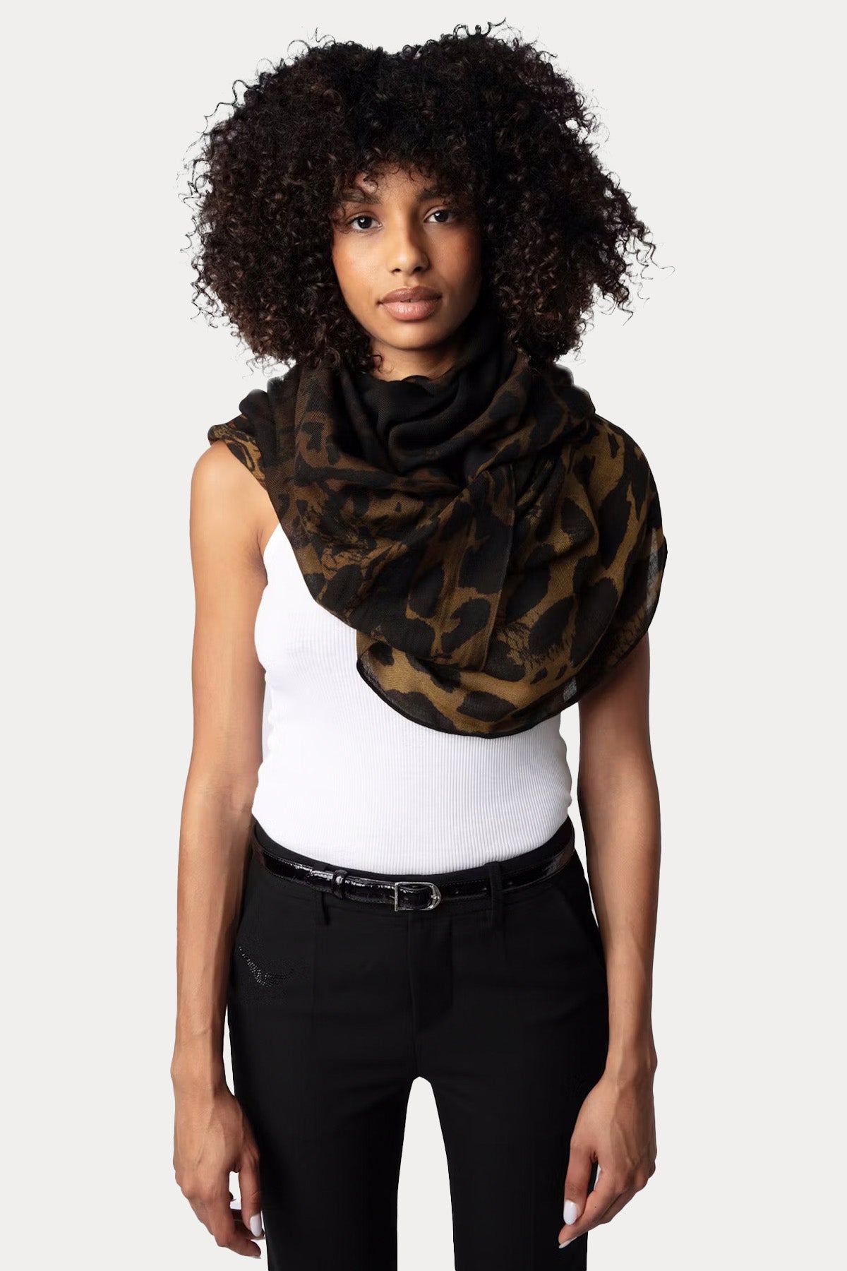 Zadig & Voltaire Leopar Desenli Yün Fular