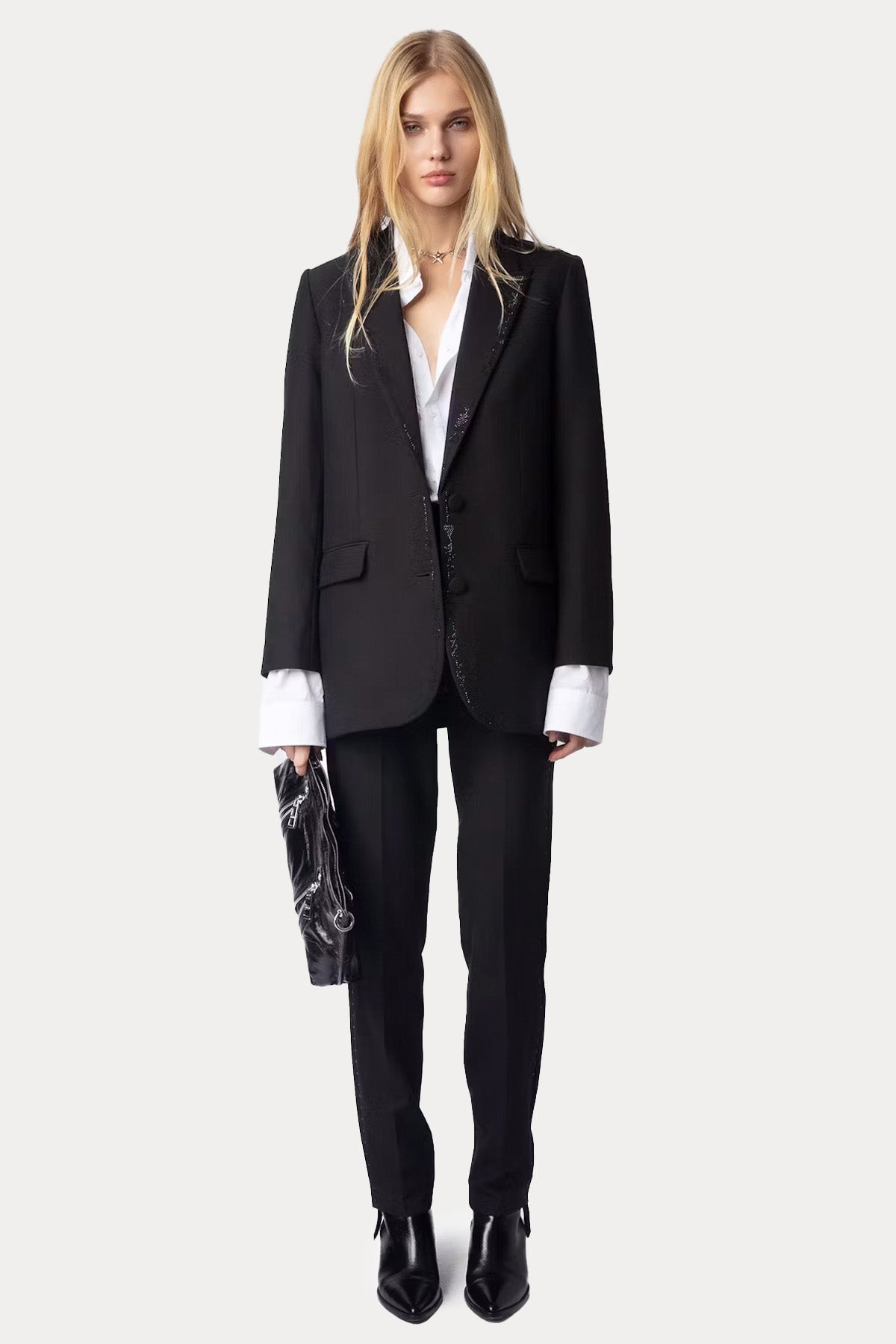 Zadig & Voltaire Logolu Parlak Taş Aksesuarlı Blazer Ceket