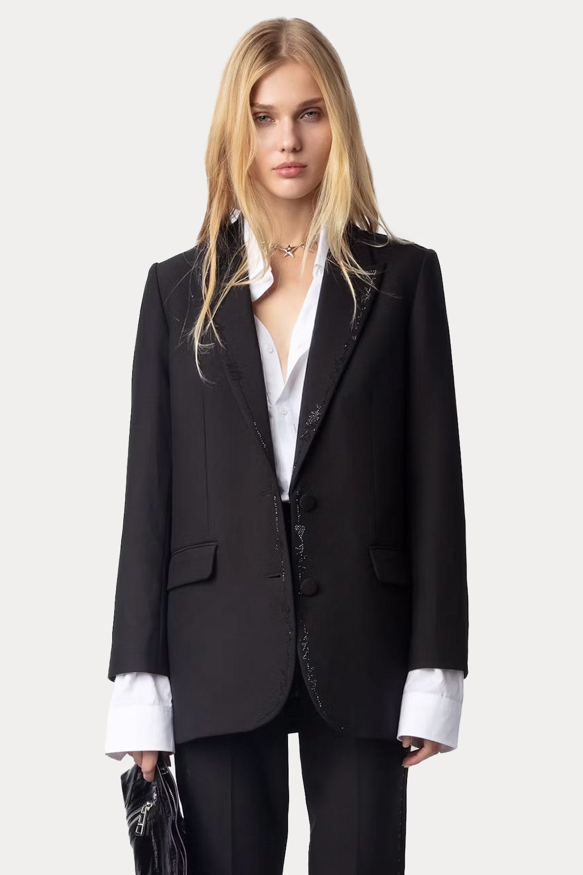 Zadig & Voltaire Logolu Parlak Taş Aksesuarlı Blazer Ceket