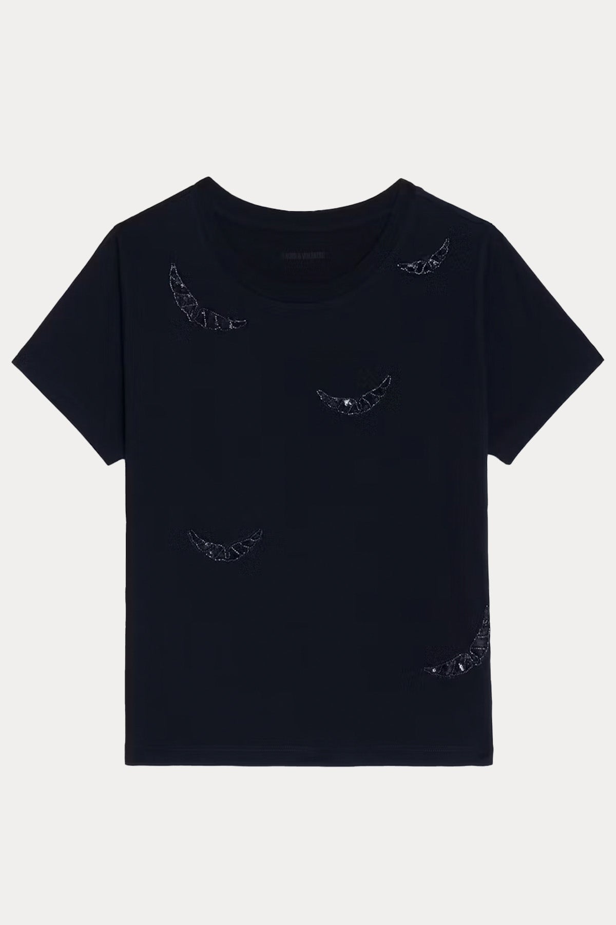 Zadig & Voltaire Regular Fit Parlak Taşlı Kanat Logolu T-shirt