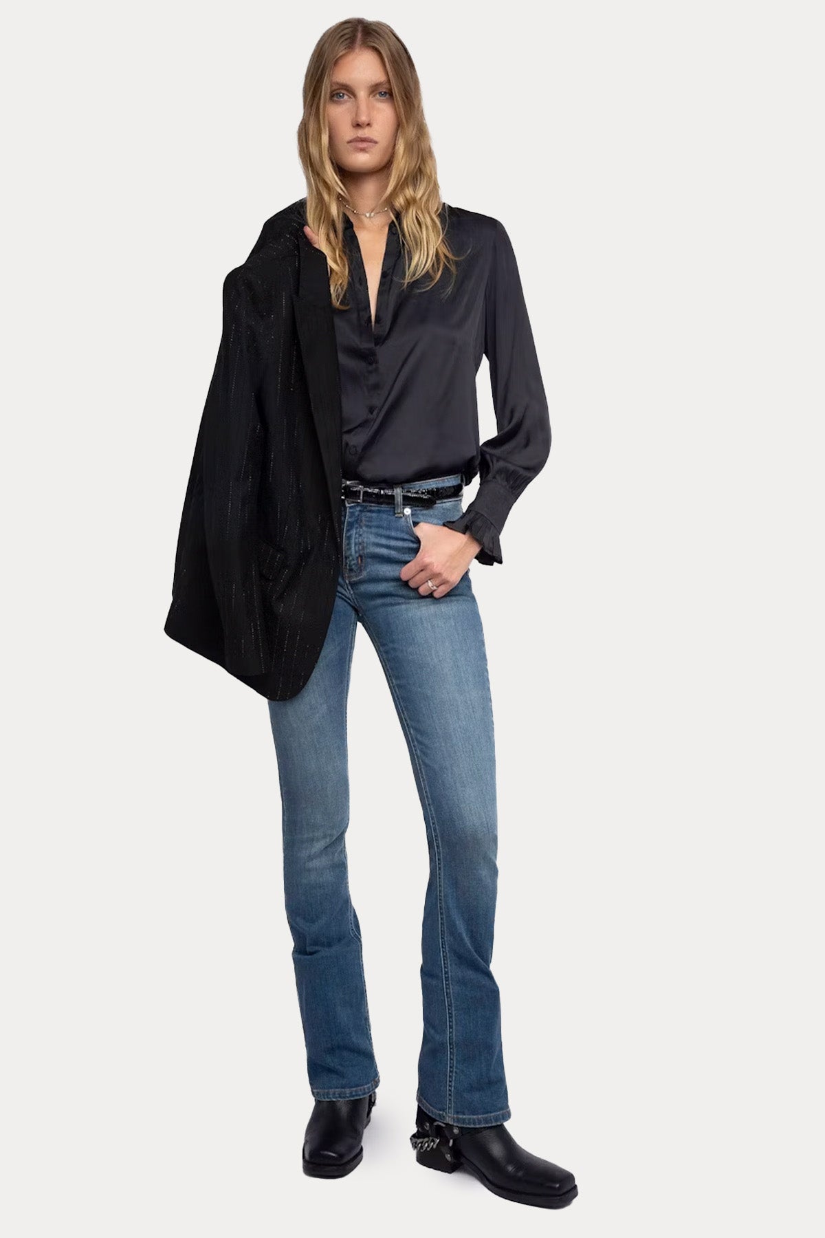 Zadig & Voltaire Regular Fit Klasik Yaka Saten Gömlek