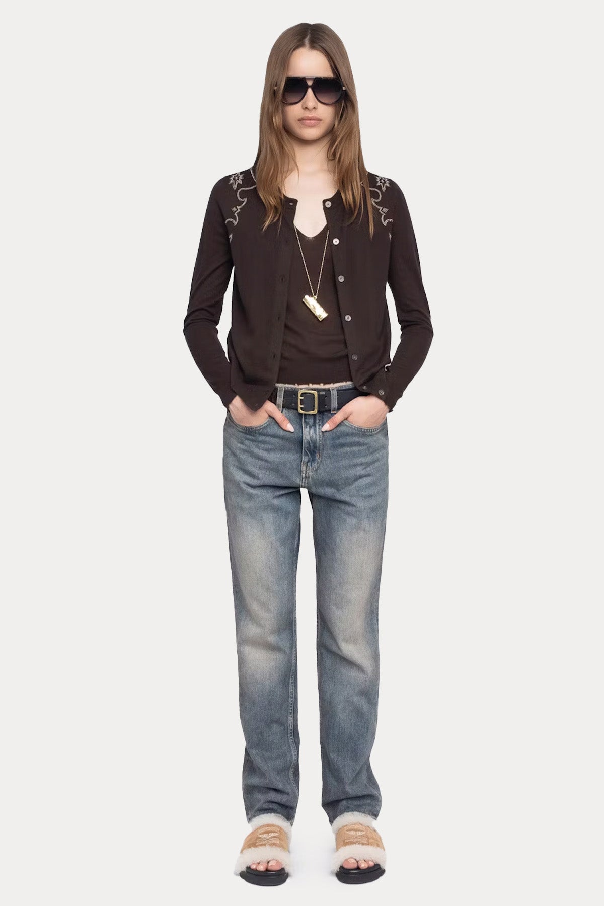 Zadig & Voltaire Regular Fit Troklu İnce Örgü Kaşmir Triko Ceket-Ceket-Libas