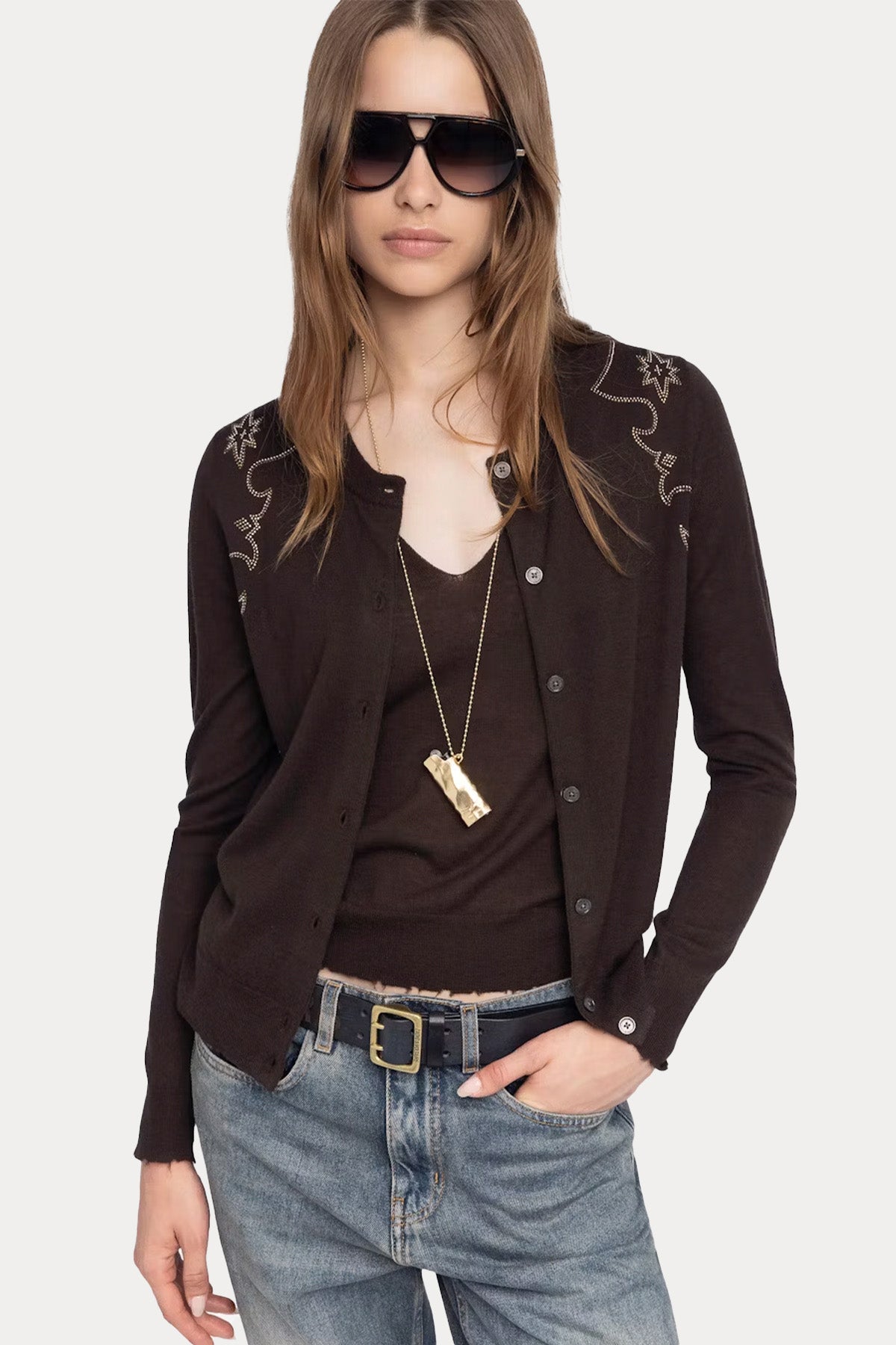 Zadig & Voltaire Regular Fit Troklu İnce Örgü Kaşmir Triko Ceket