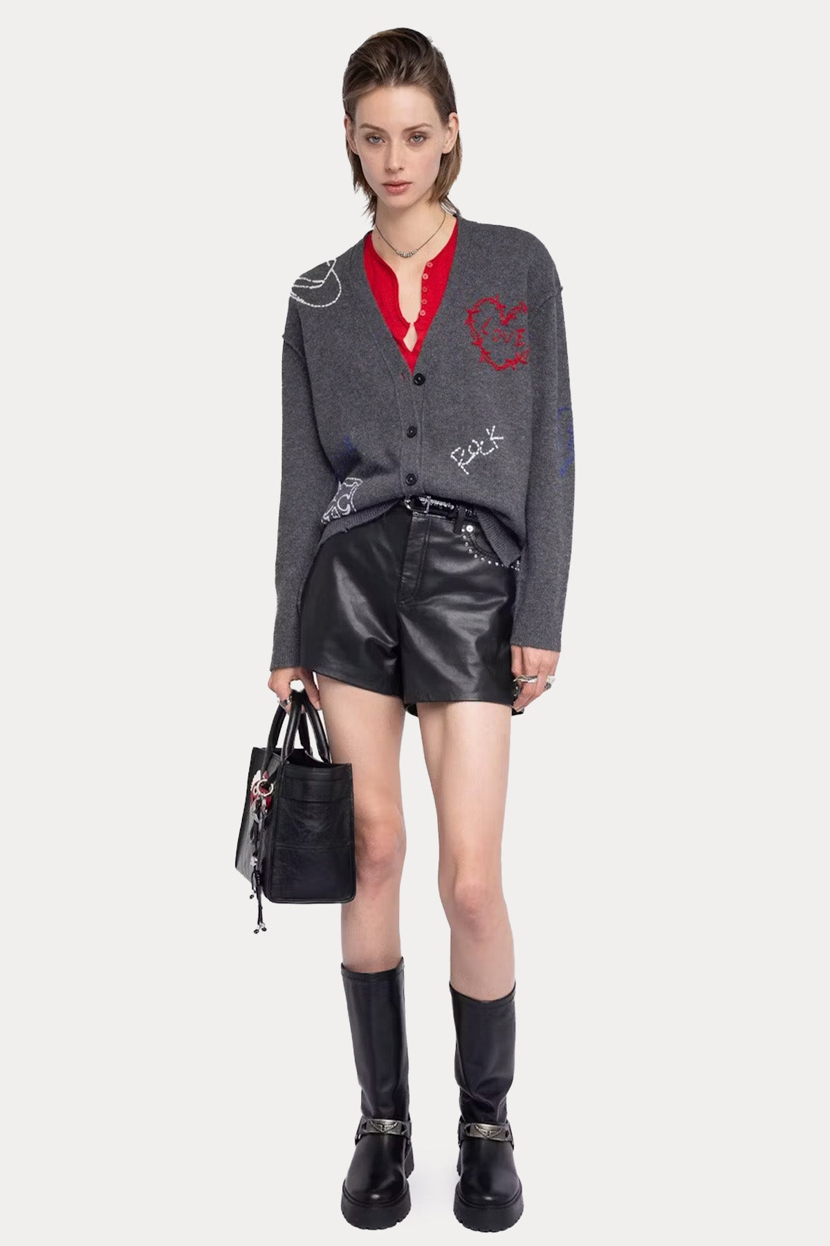 Zadig & Voltaire Comfort Fit Nakış Logolu Kaşmir Örgü Triko Ceket