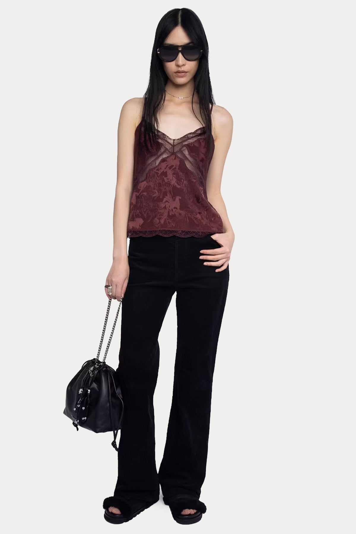 Zadig & Voltaire Dantel Nakış Askılı İpek Bluz