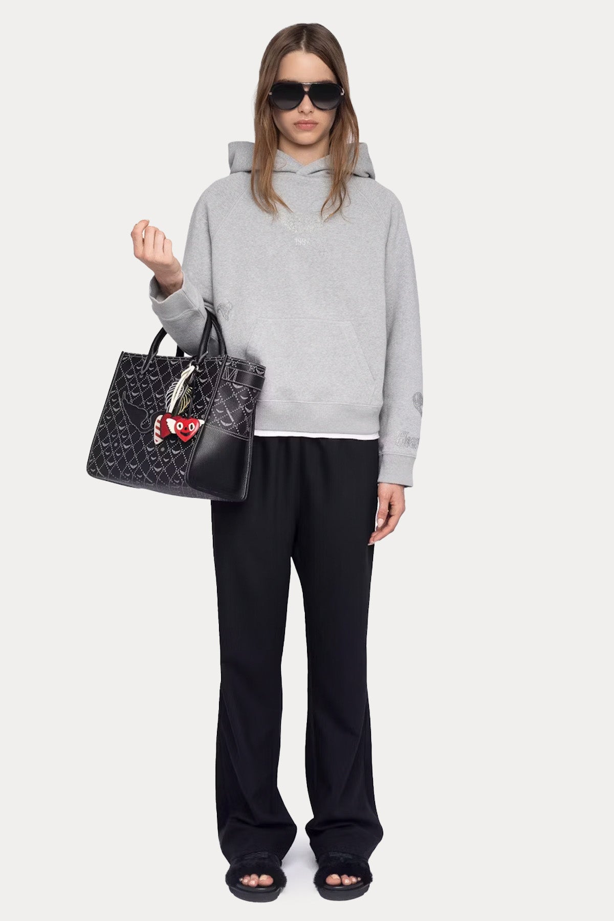 Zadig & Voltaire Relaxed Fit Trok Logolu Şardonlu Kapüşonlu Sweatshirt