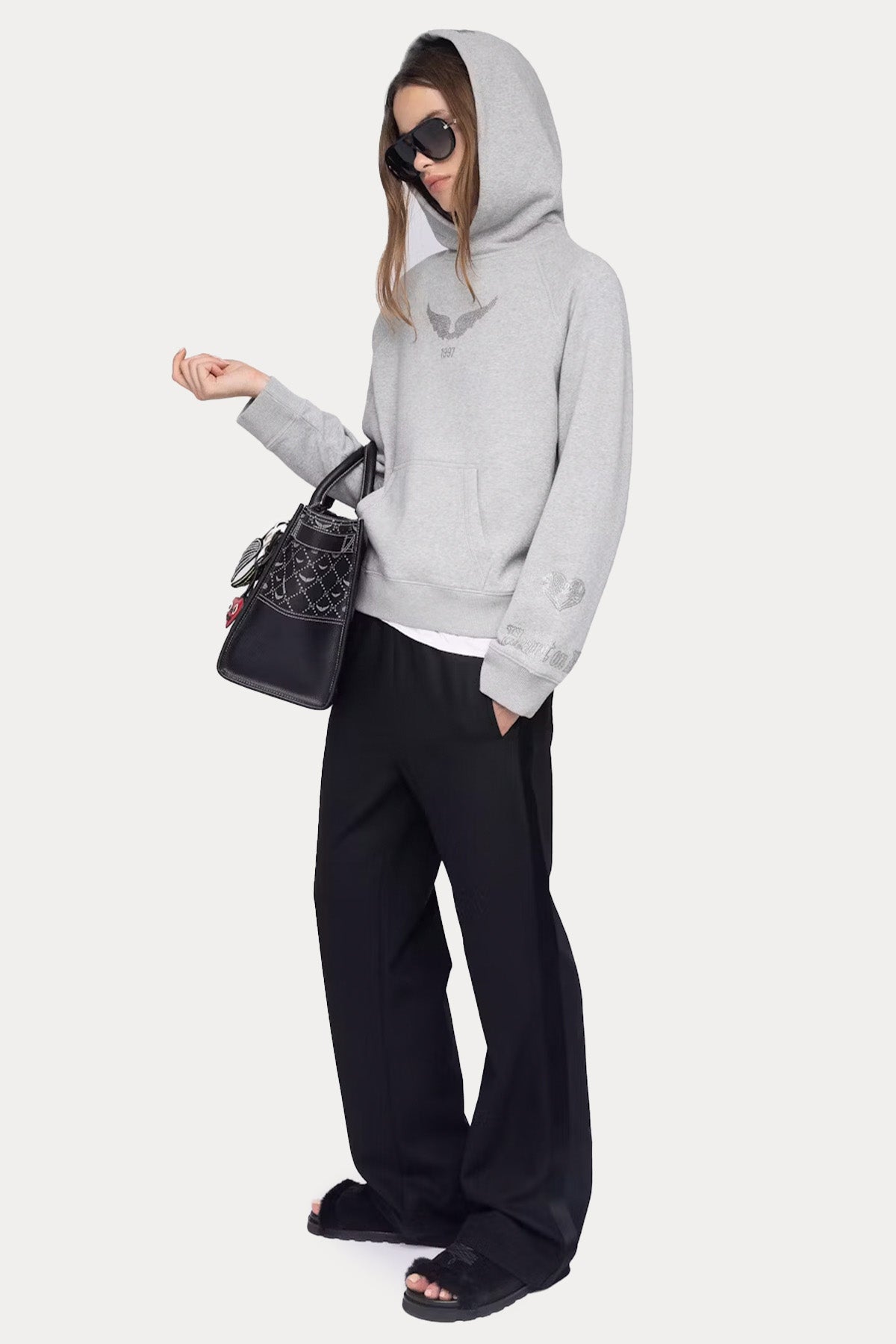 Zadig & Voltaire Relaxed Fit Trok Logolu Şardonlu Kapüşonlu Sweatshirt