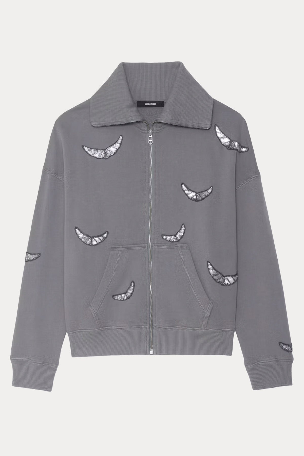 Zadig & Voltaire Comfort Fit Dik Yaka Kanat Logolu Sweatshirt Ceket