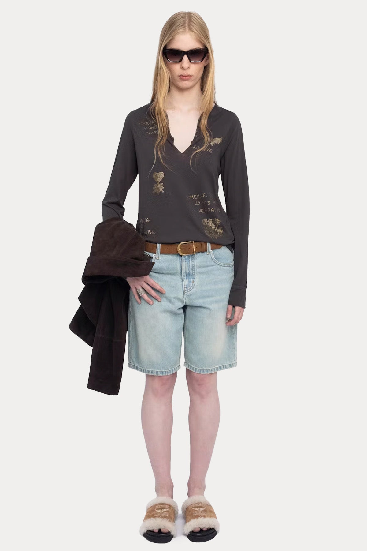 Zadig & Voltaire Regular Fit V Yaka Trok Logolu T-shirt