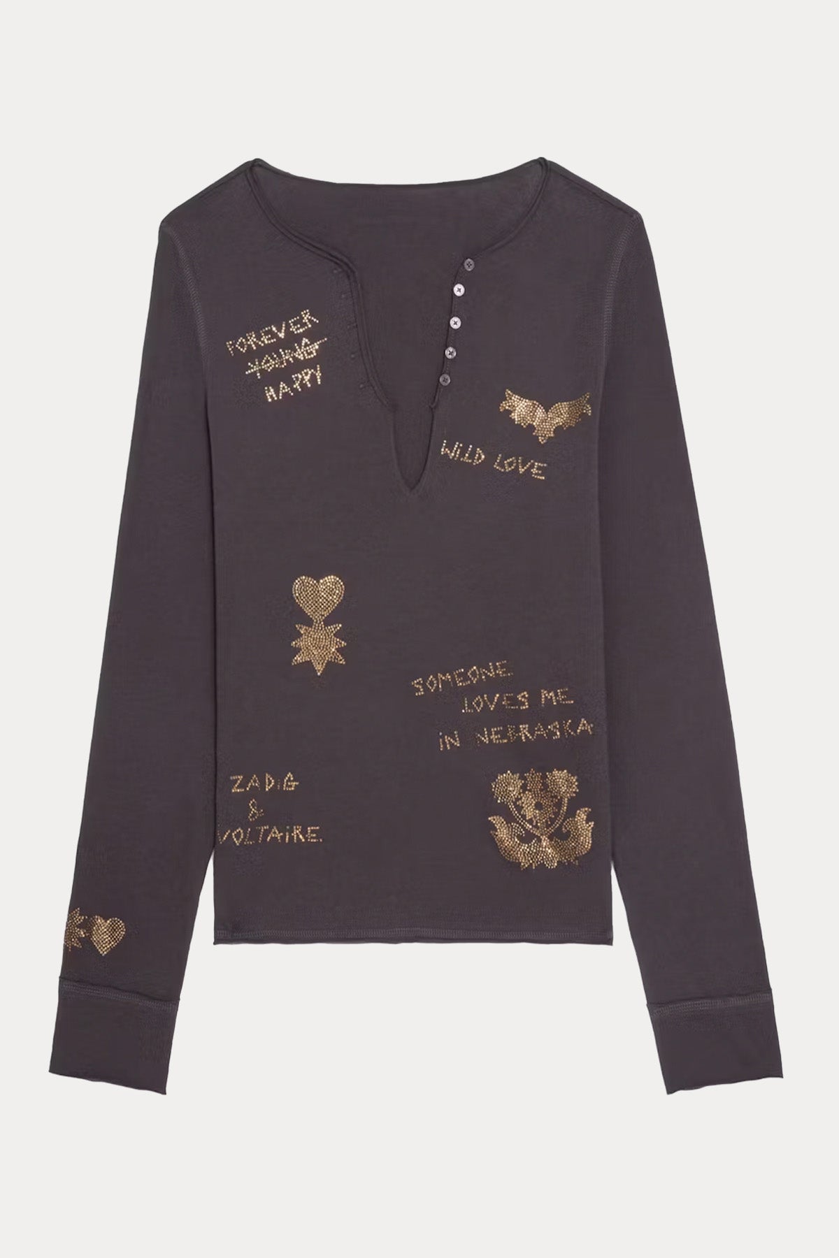 Zadig & Voltaire Regular Fit V Yaka Trok Logolu T-shirt