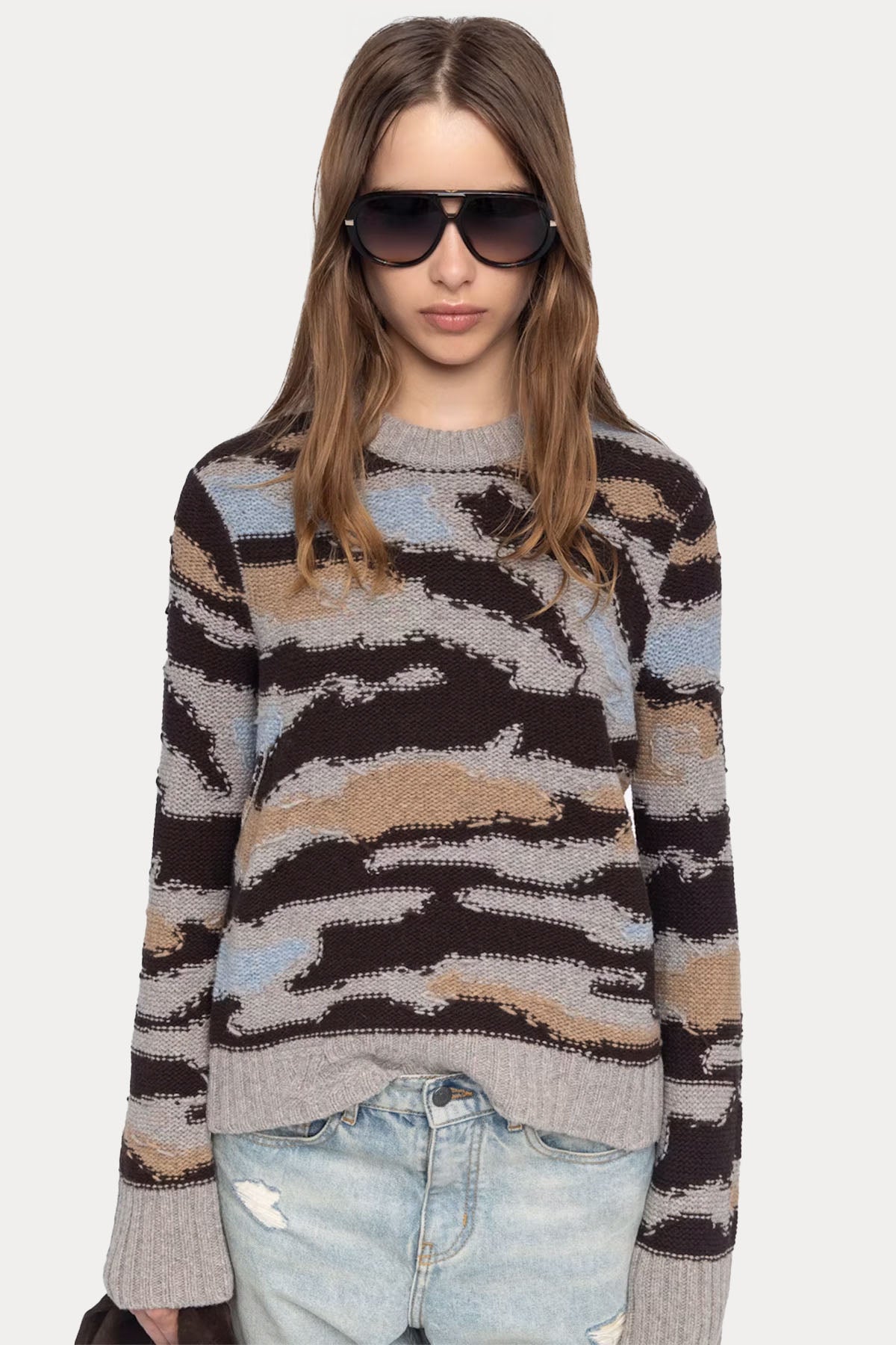 Zadig & Voltaire Comfort Fit Renk Bloklu Örgü Yün Triko