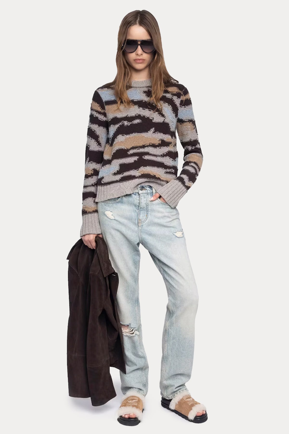 Zadig & Voltaire Comfort Fit Renk Bloklu Örgü Yün Triko