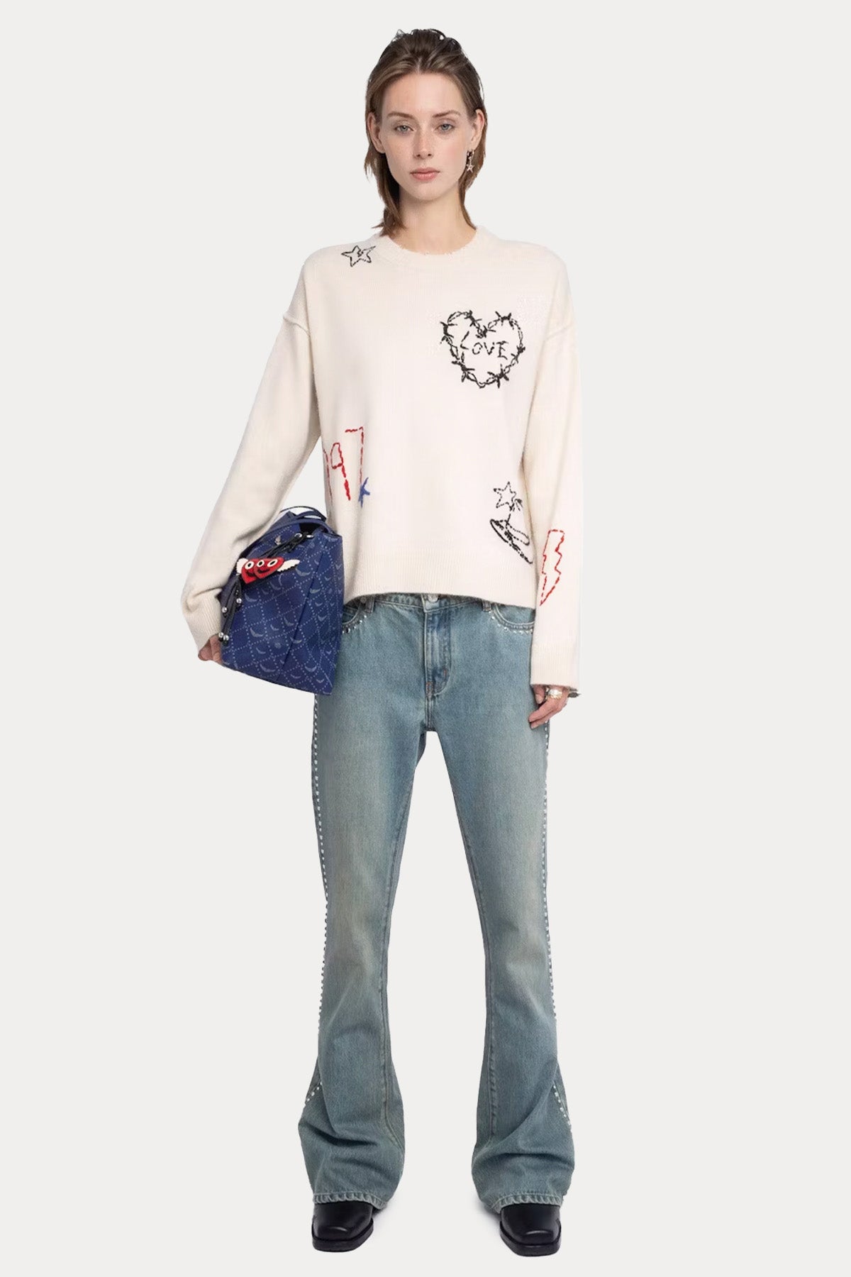 Zadig & Voltaire Comfort Fit Nakış Logolu Kaşmir Örgü Triko