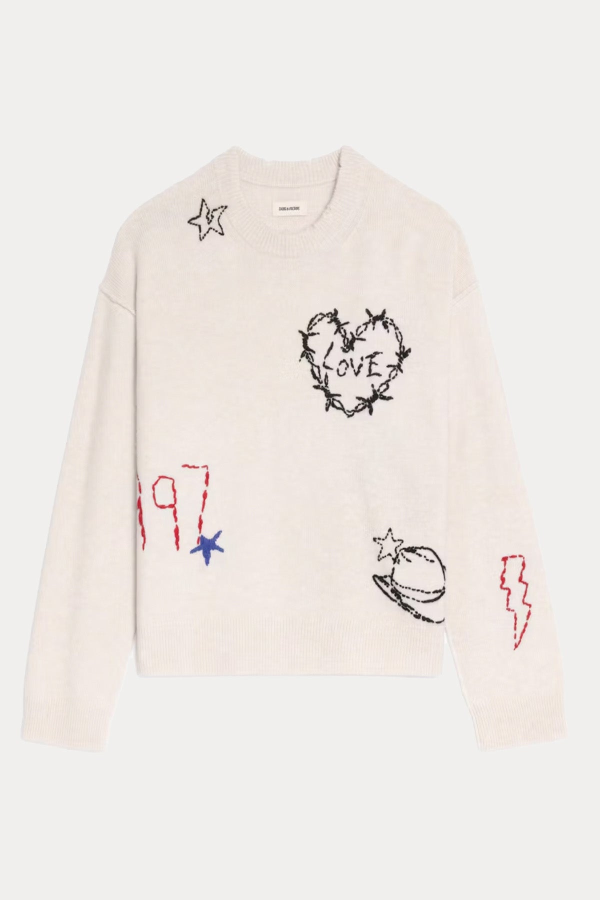 Zadig & Voltaire Comfort Fit Nakış Logolu Kaşmir Örgü Triko