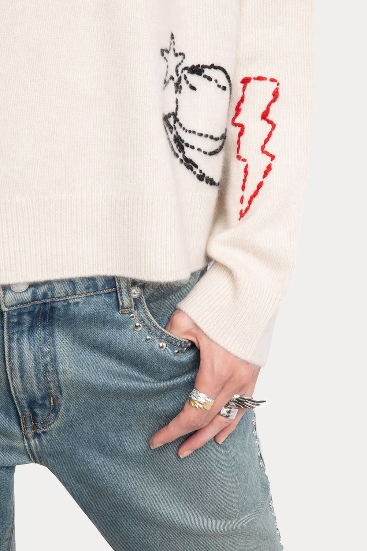 Zadig & Voltaire Comfort Fit Nakış Logolu Kaşmir Örgü Triko