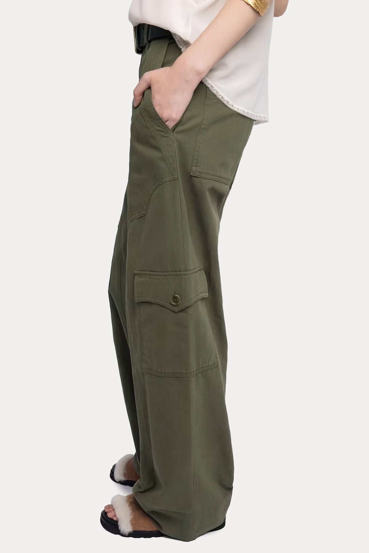 Zadig & Voltaire Straight Fit Yüksek Bel Kargo Cepli Jeans