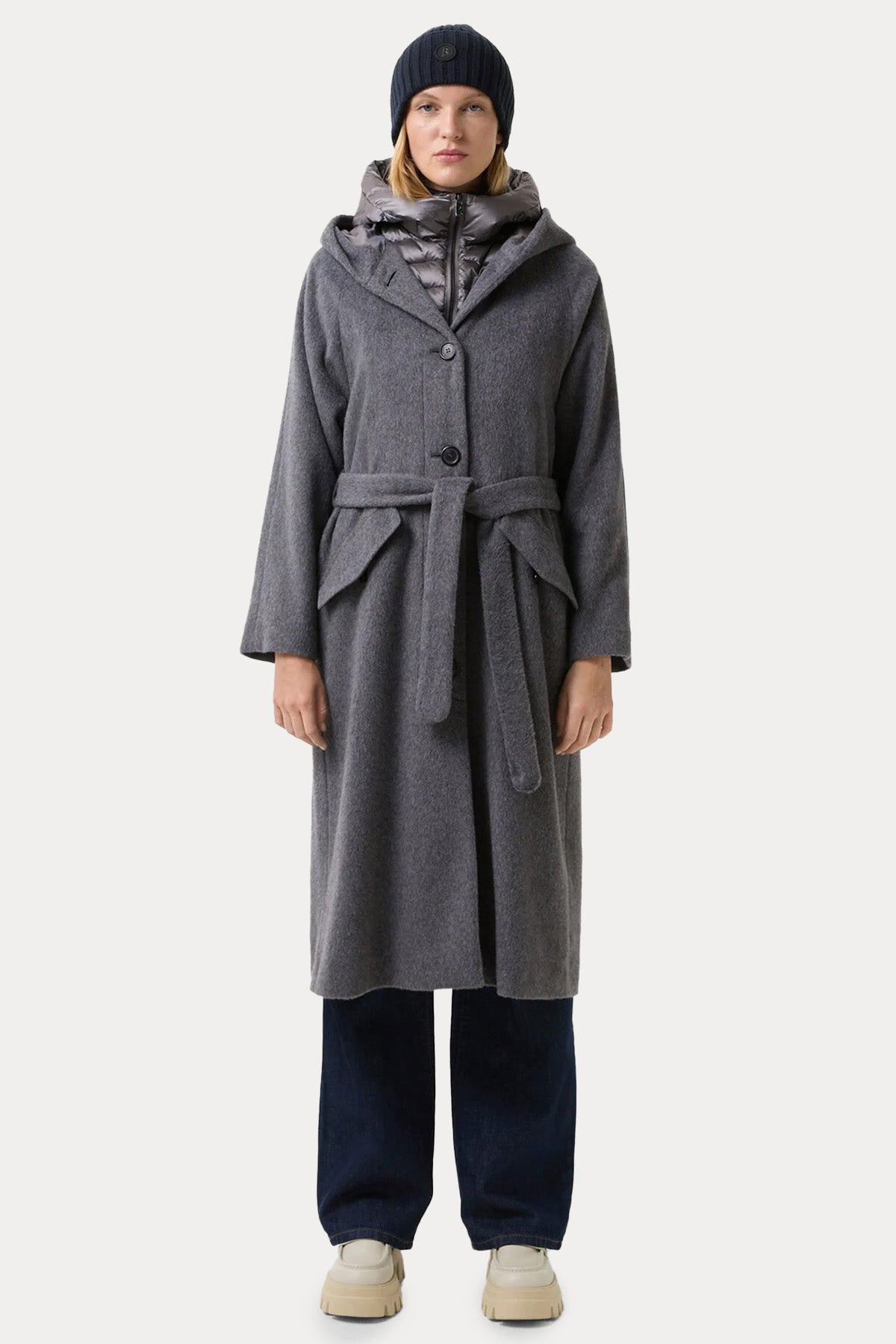 Bogner Runa Demonte Puffer İç Parçalı Kapüşonlu Yün Kaban