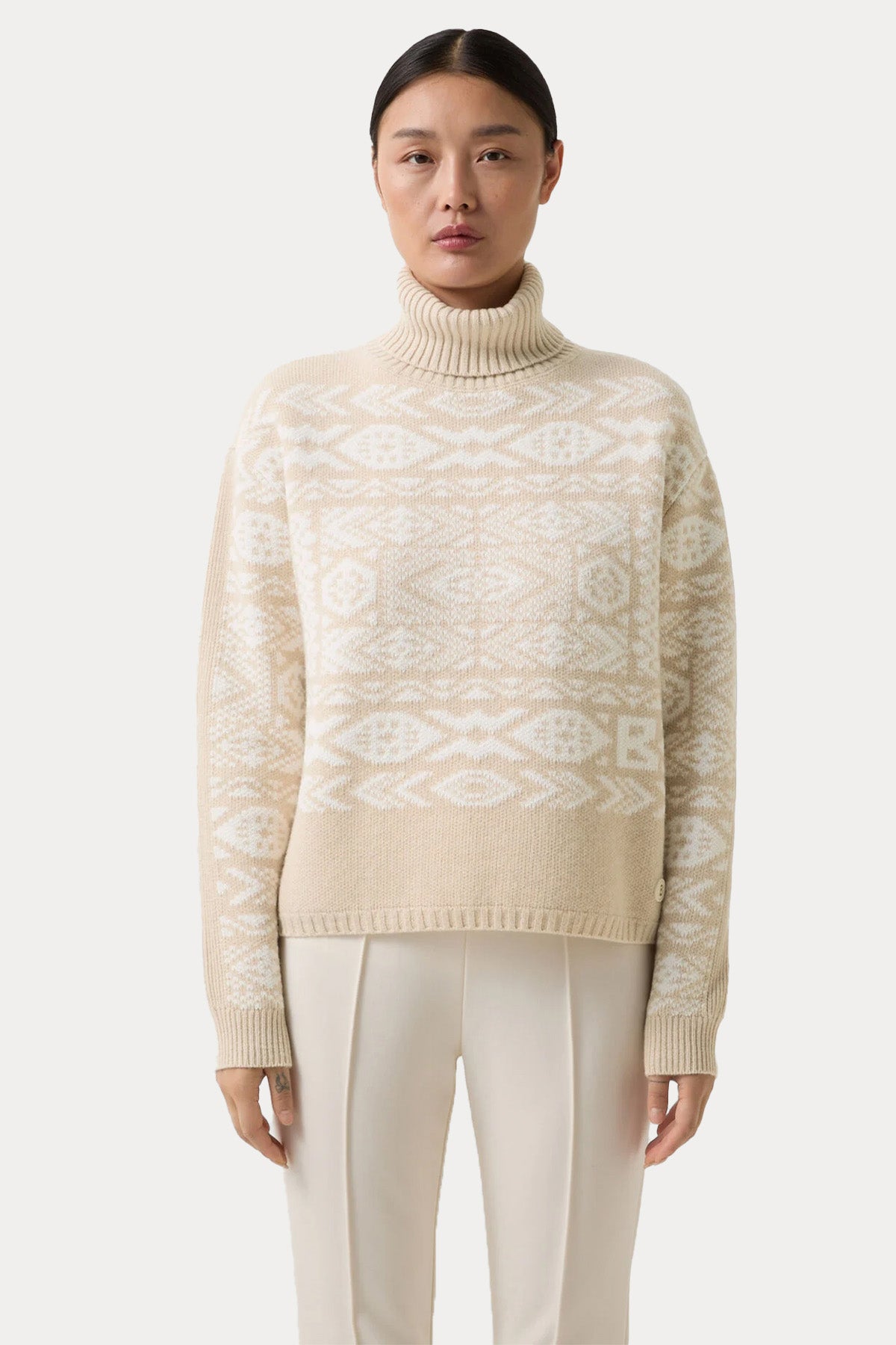 Bogner Nadin Regular Fit Balıkçı Yaka Jakarlı Örgü Yün Triko