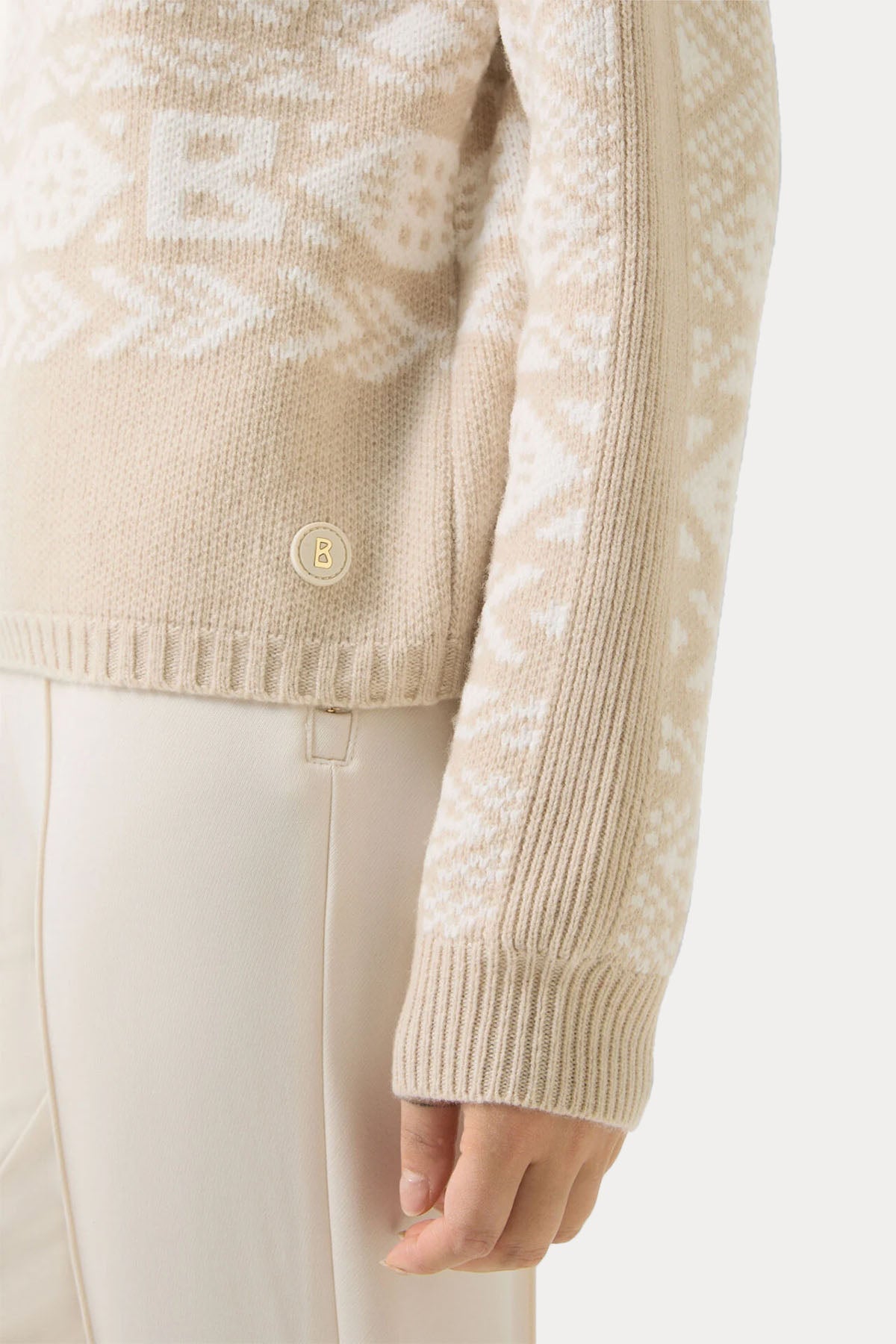 Bogner Nadin Regular Fit Balıkçı Yaka Jakarlı Örgü Yün Triko