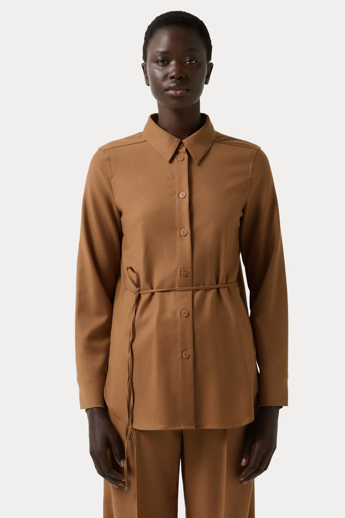 Bogner Ariela Regular Fit Kemerli Flanel Yün Gömlek