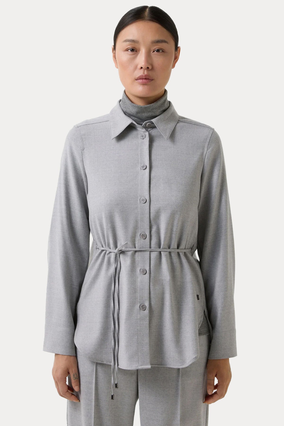 Bogner Ariela Regular Fit Kemerli Flanel Yün Gömlek