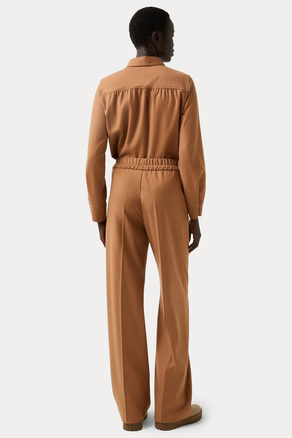 Bogner Ella Loose Fit Yüksek Bel Tek Pile Beli Lastikli Yün Pantolon-Pantolon-Libas