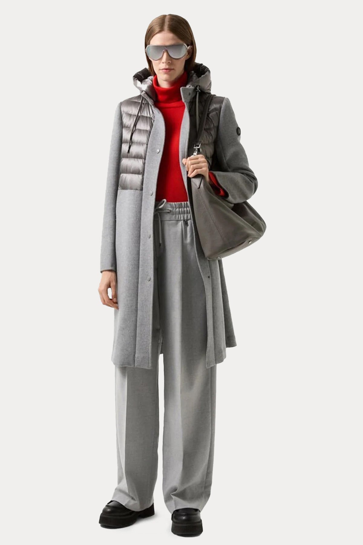 Bogner Ella Loose Fit Yüksek Bel Tek Pile Beli Lastikli Yün Pantolon