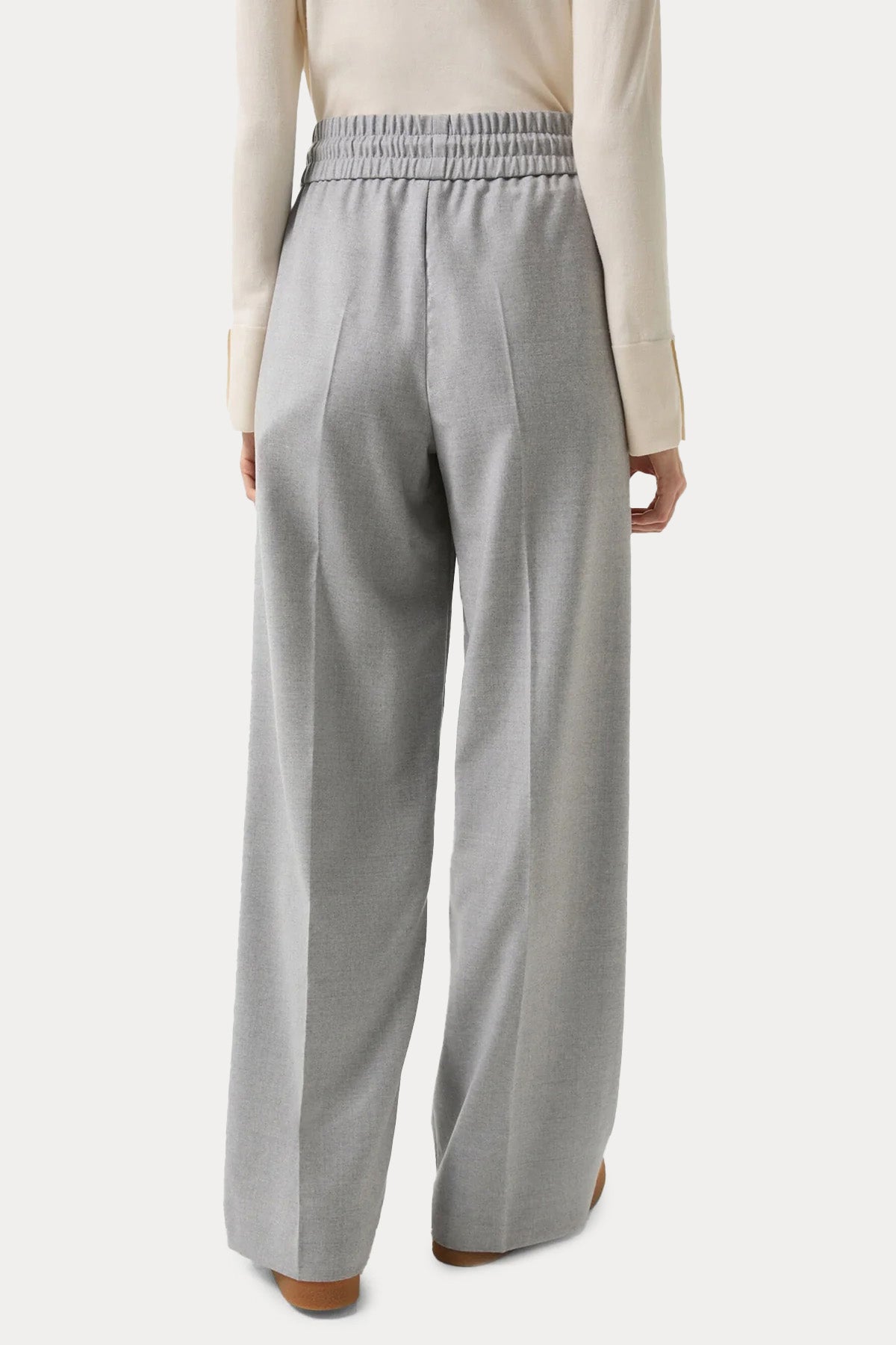 Bogner Ella Loose Fit Yüksek Bel Tek Pile Beli Lastikli Yün Pantolon