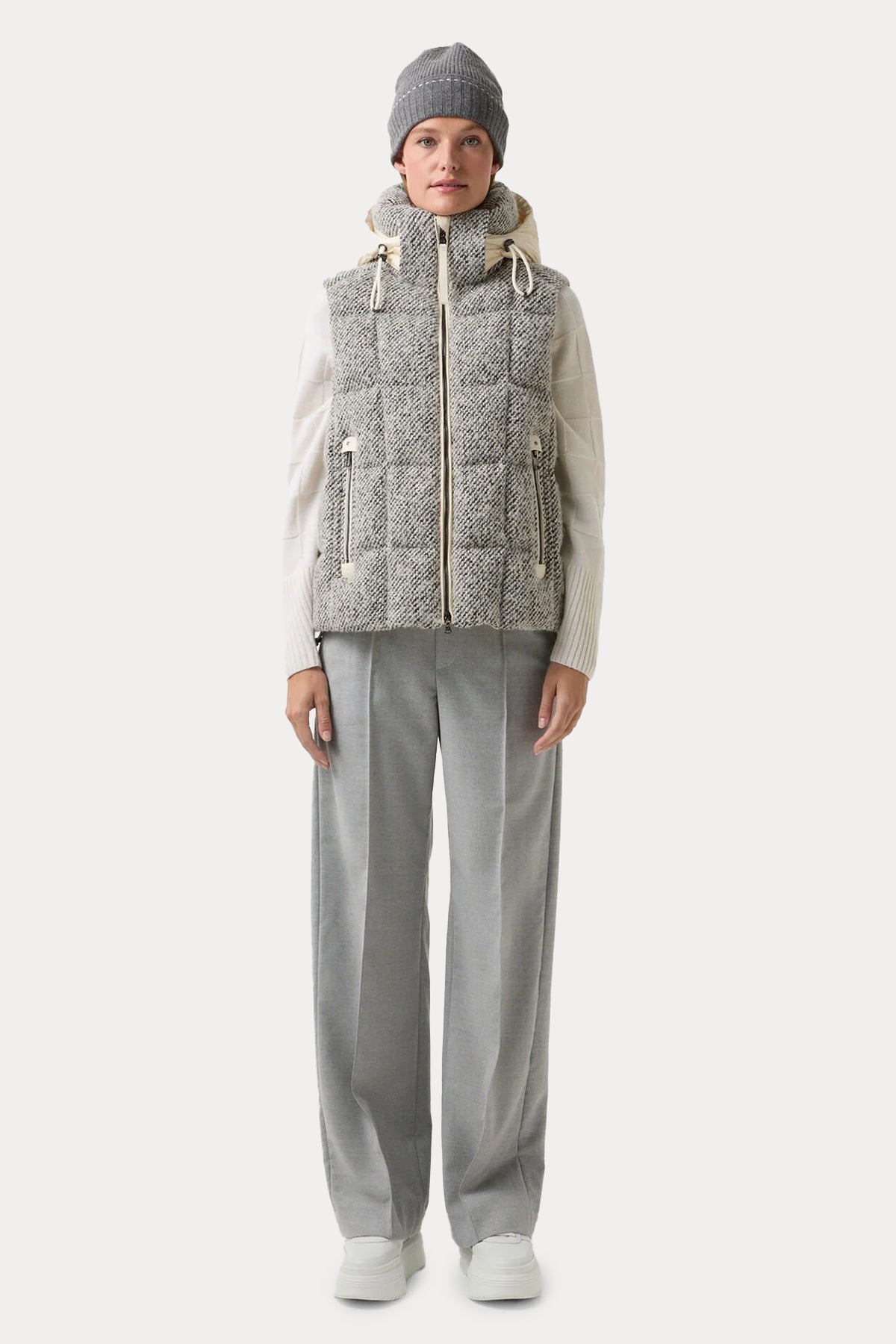 Bogner Falka Kapüşonlu İpek Yün Puffer Yelek