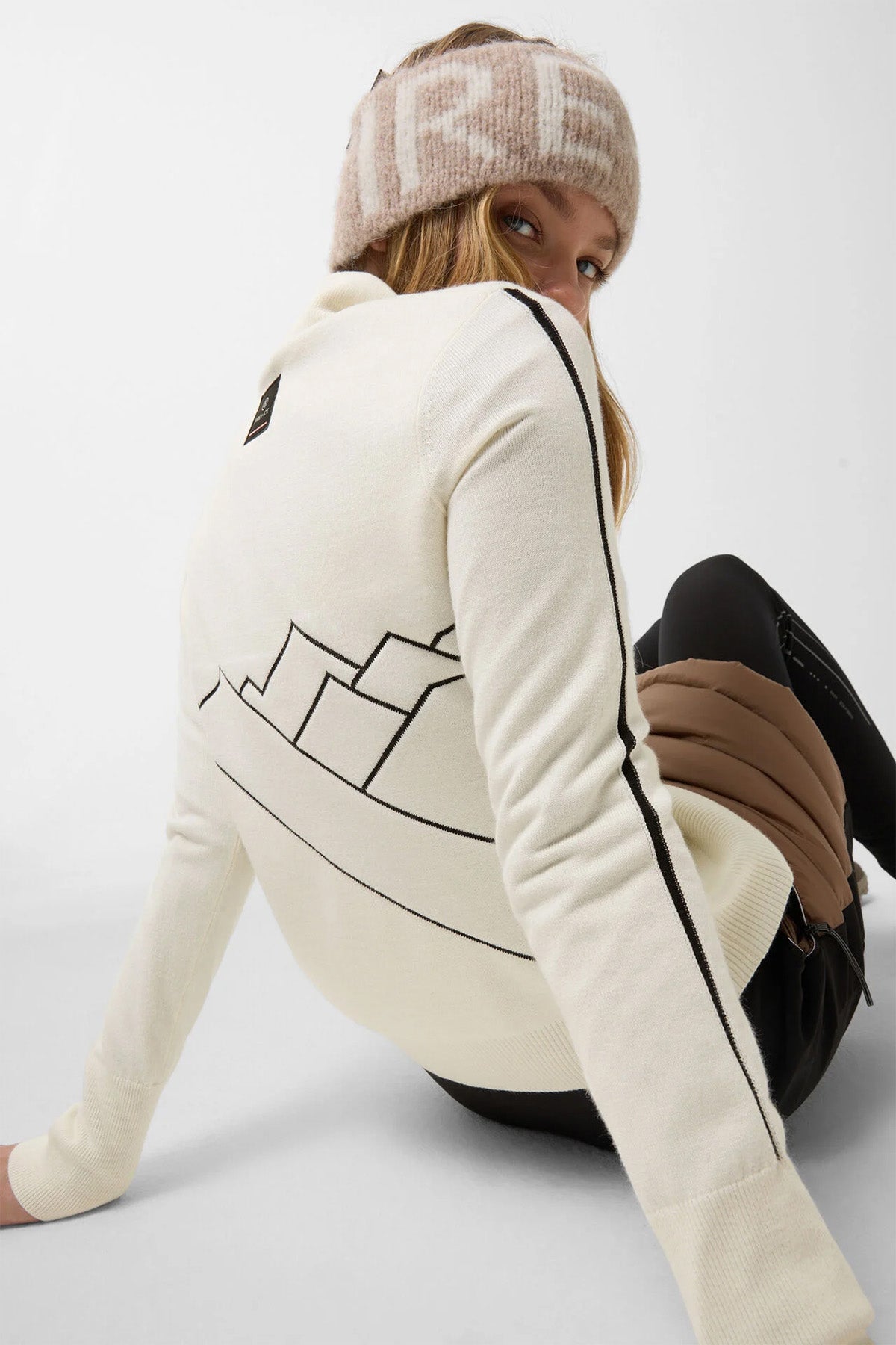 Bogner & Off White Azra Fire Ice Fermuarlı Dik Yaka Örgü Yün Triko-Triko-Libas
