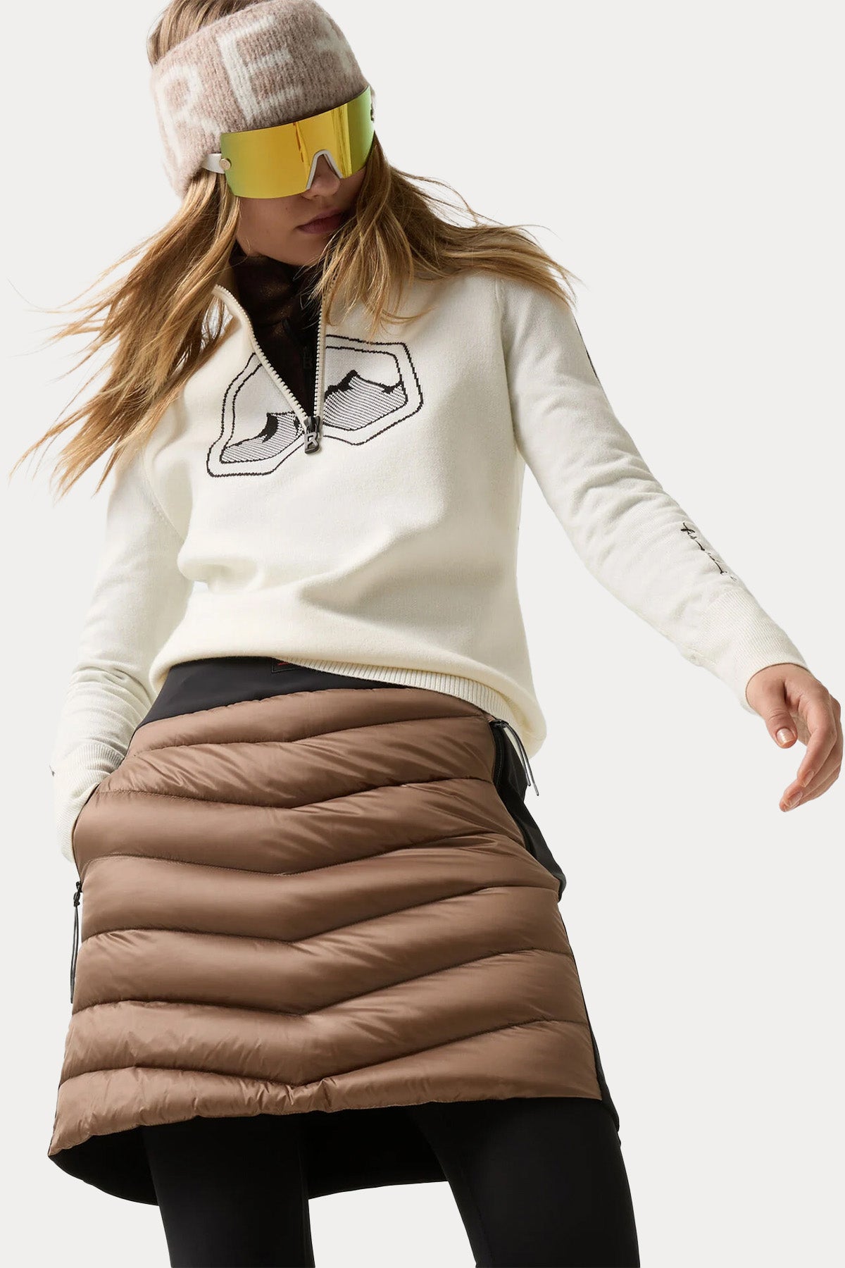 Bogner & Off White Azra Fire Ice Fermuarlı Dik Yaka Örgü Yün Triko-Triko-Libas