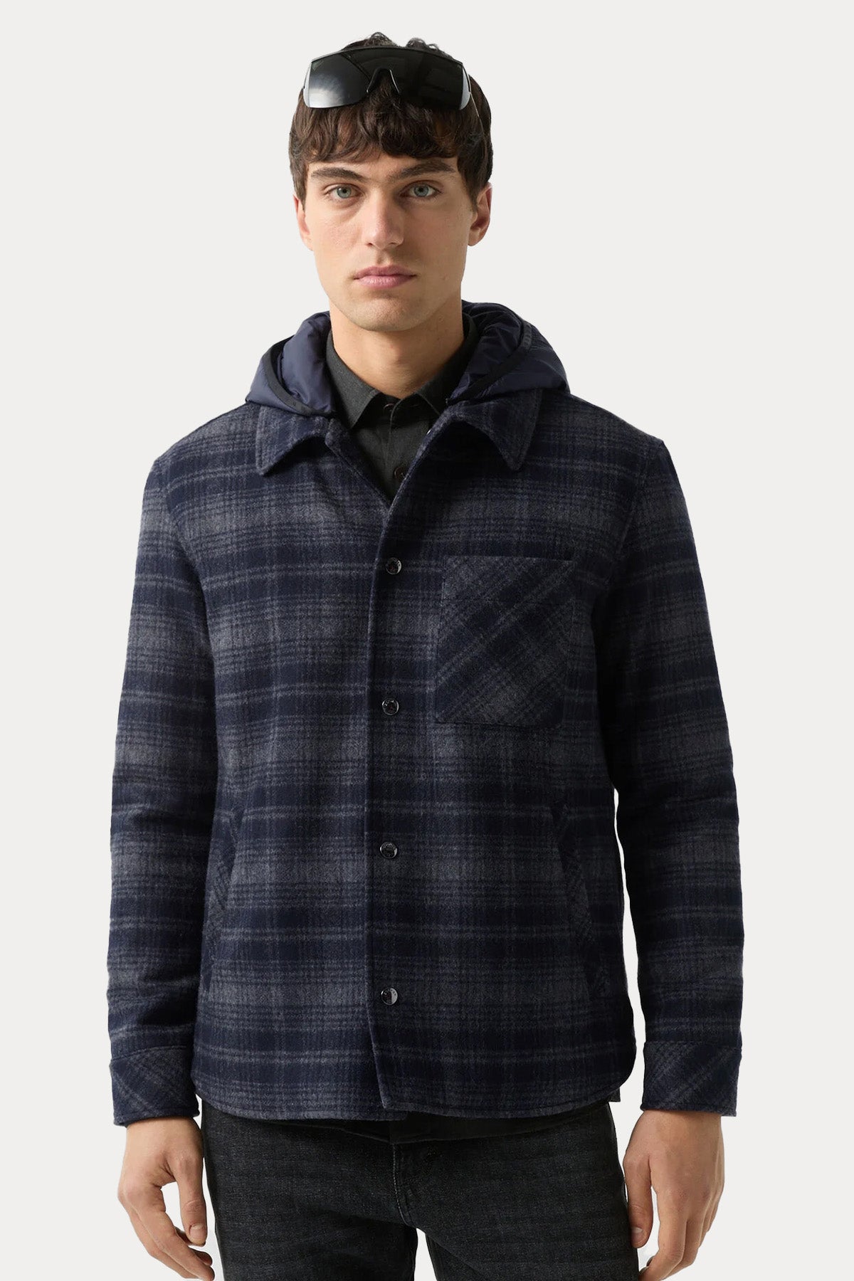 Bogner Larry Ekose Desen Kapüşonlu Yün Gömlek Ceket