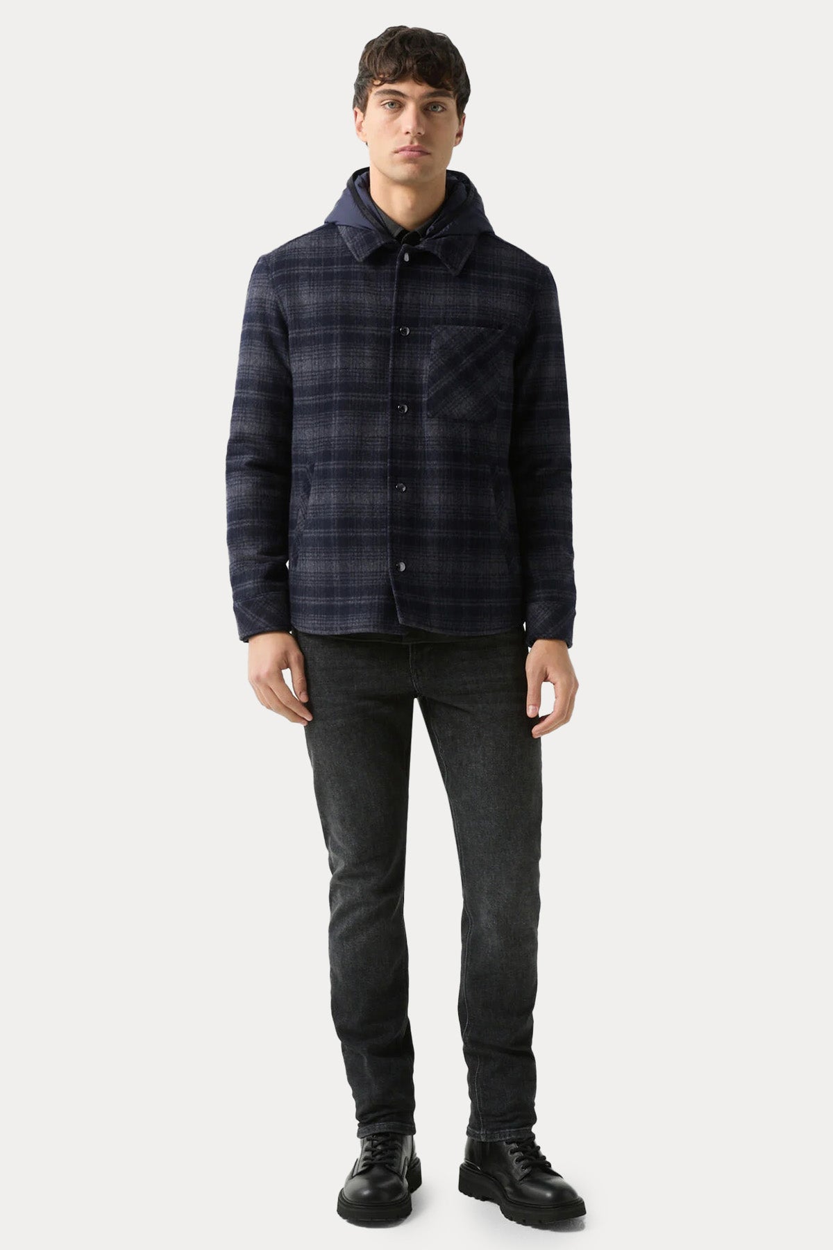 Bogner Larry Ekose Desen Kapüşonlu Yün Gömlek Ceket