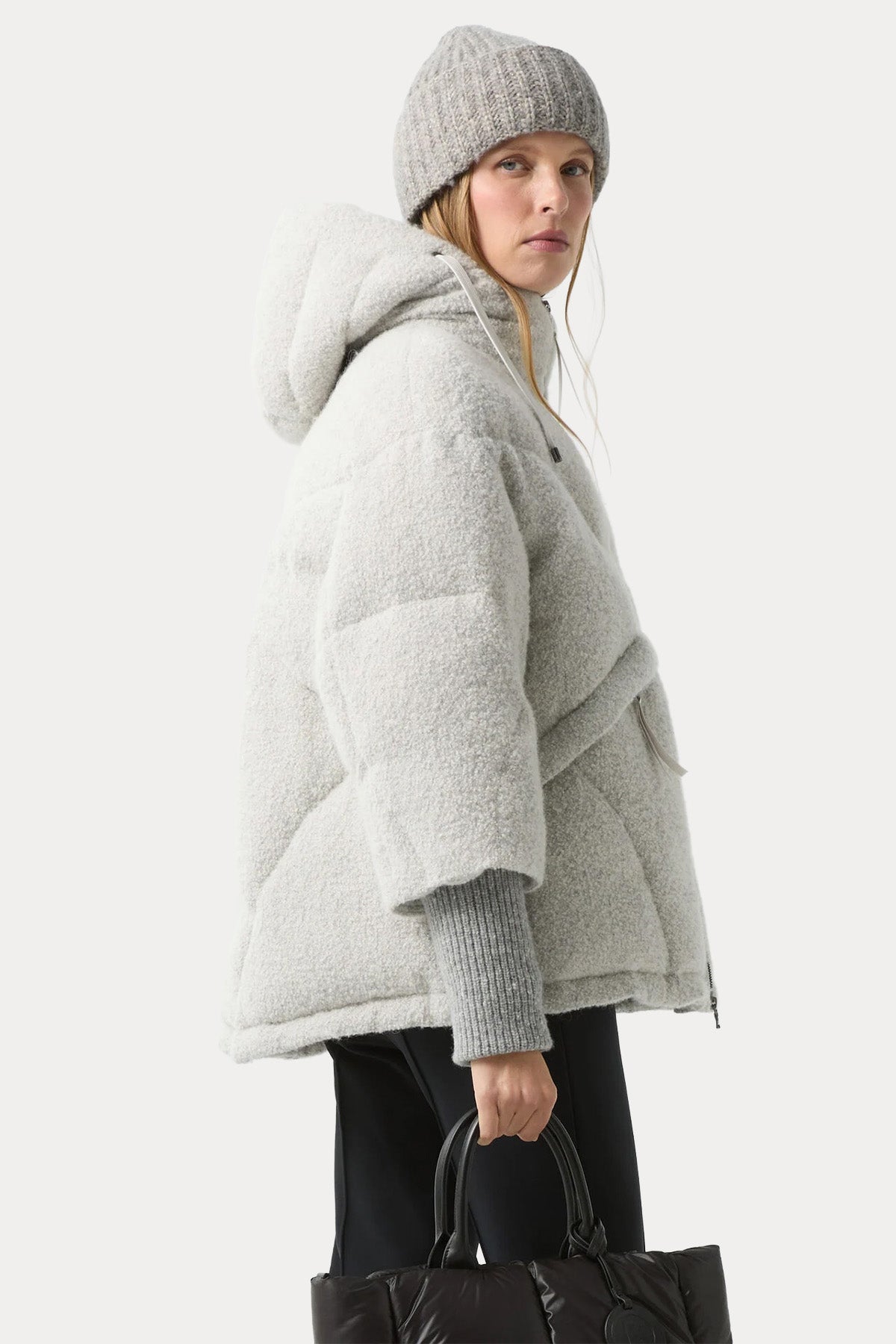 Bogner Sherly Relaxed Fit Yün Kapüşonlu Puffer Mont-Mont-Libas