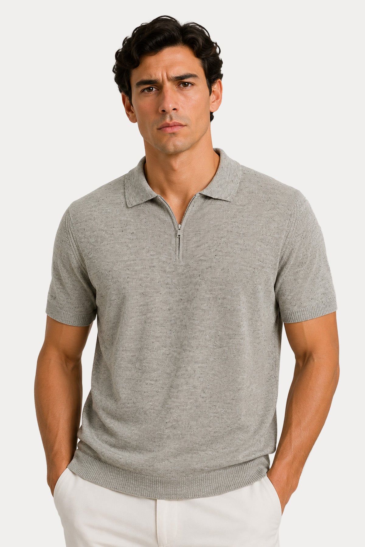 Manifattura Regular Fit Polo Yaka İnce Örgü Keten Triko